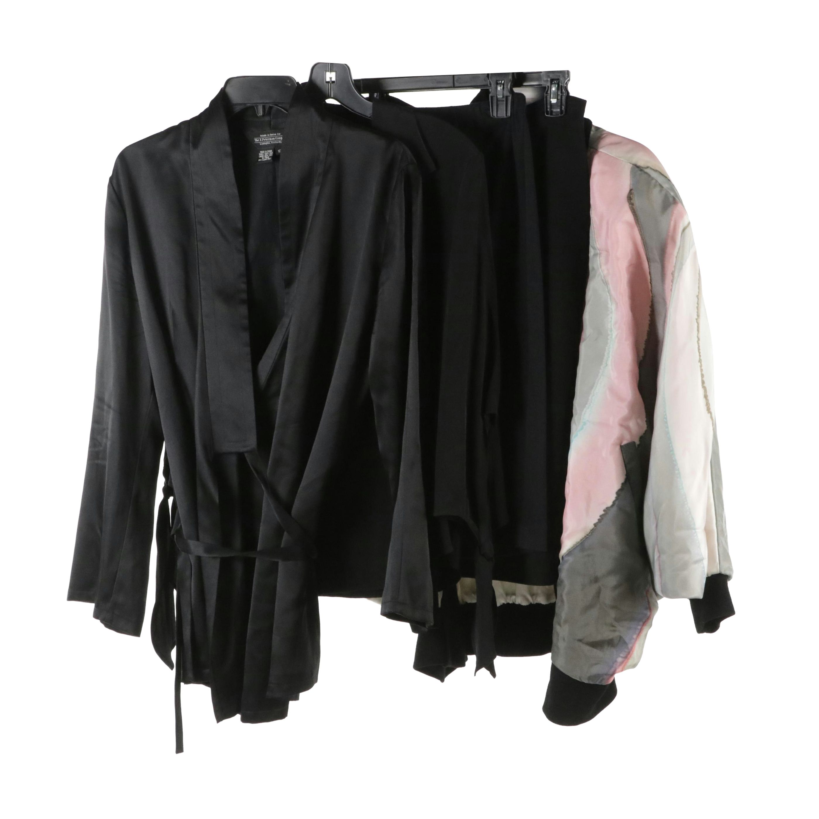 J. Peterman Company Black Silk Button-Down Blouse, Wrap Top, Other Skirts & More