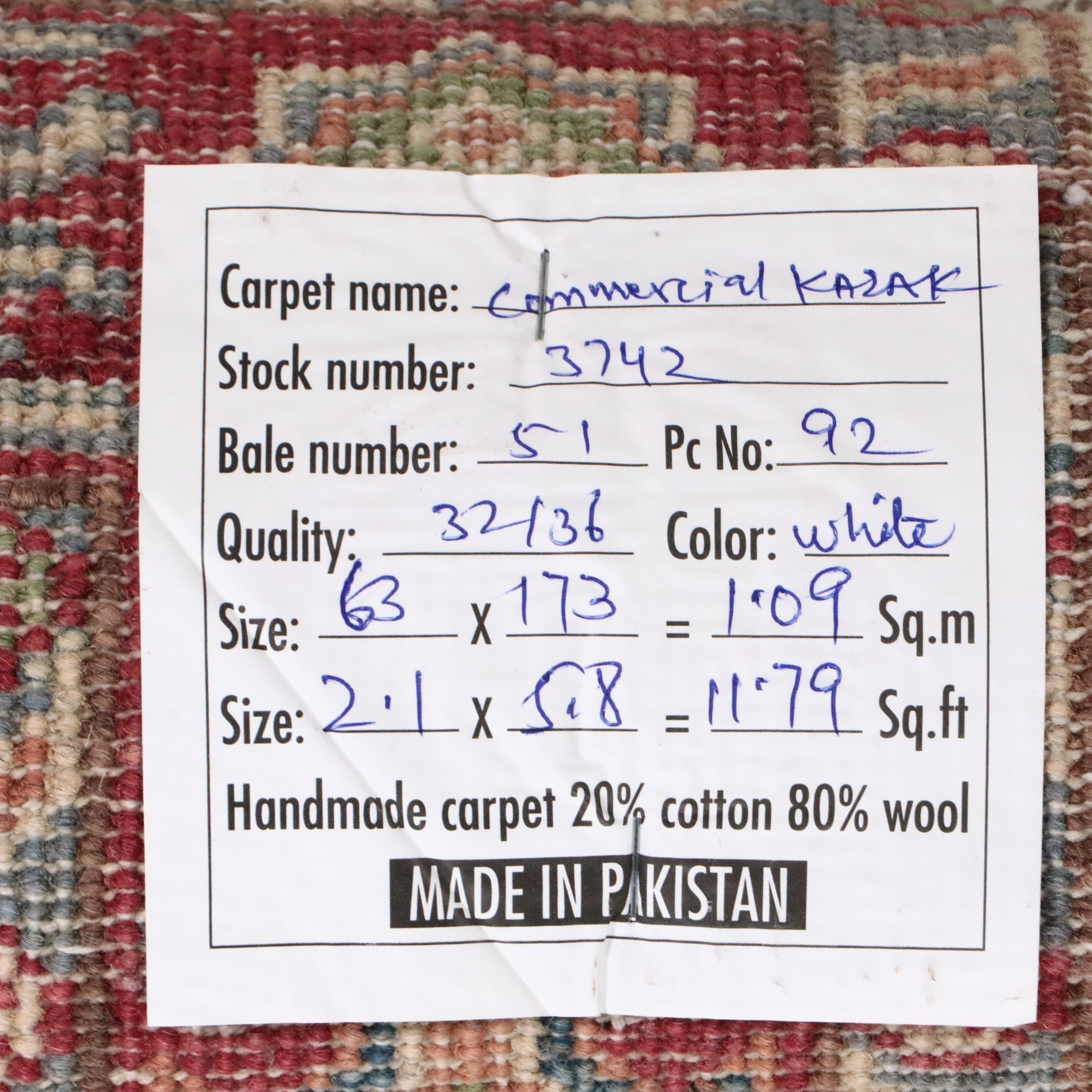 2'1 x 5'9 Hand-Knotted Pakistani Kazak Carpet Runner