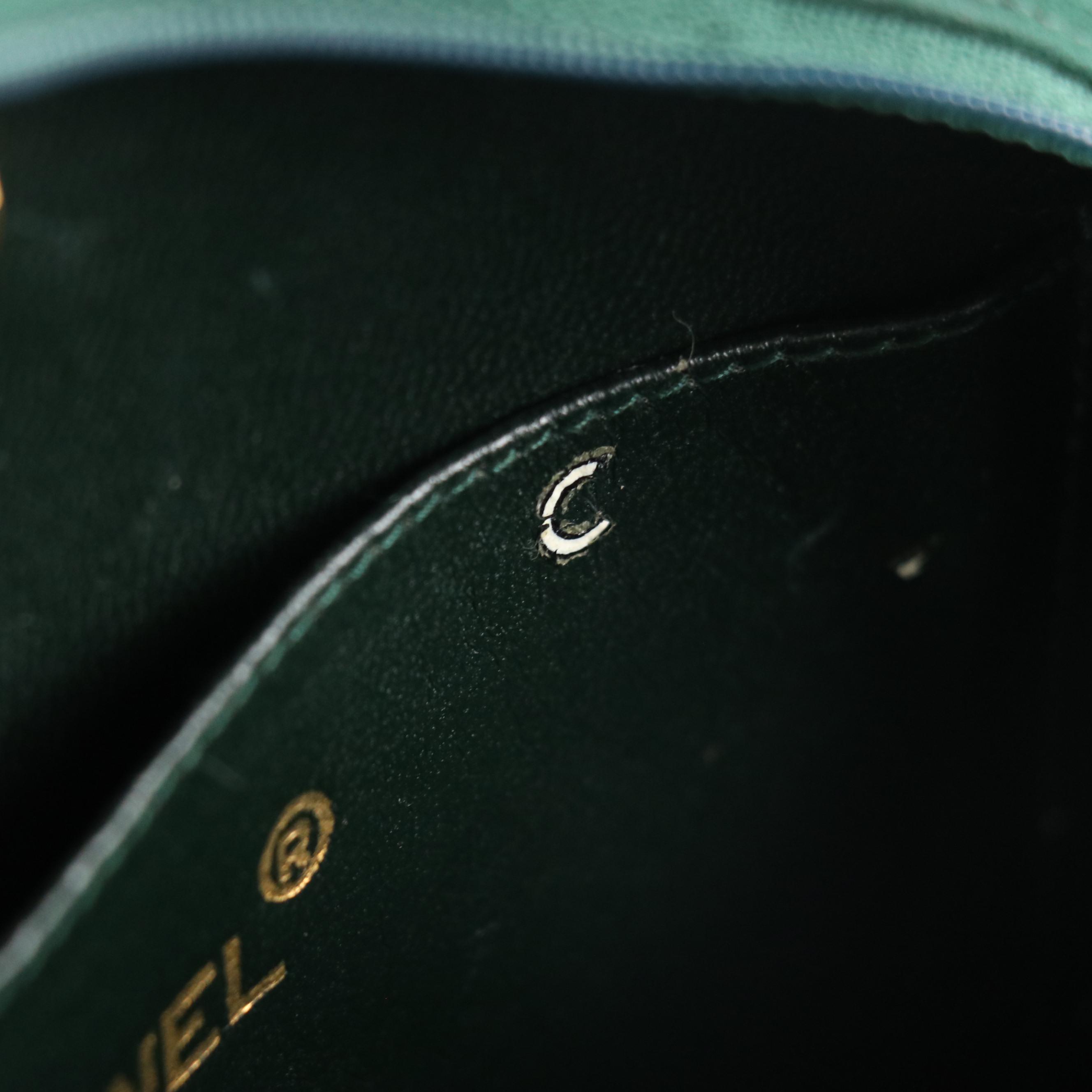 Chanel Half Moon Chain Link Shoulder Bag in Quilted Forest Green Suede