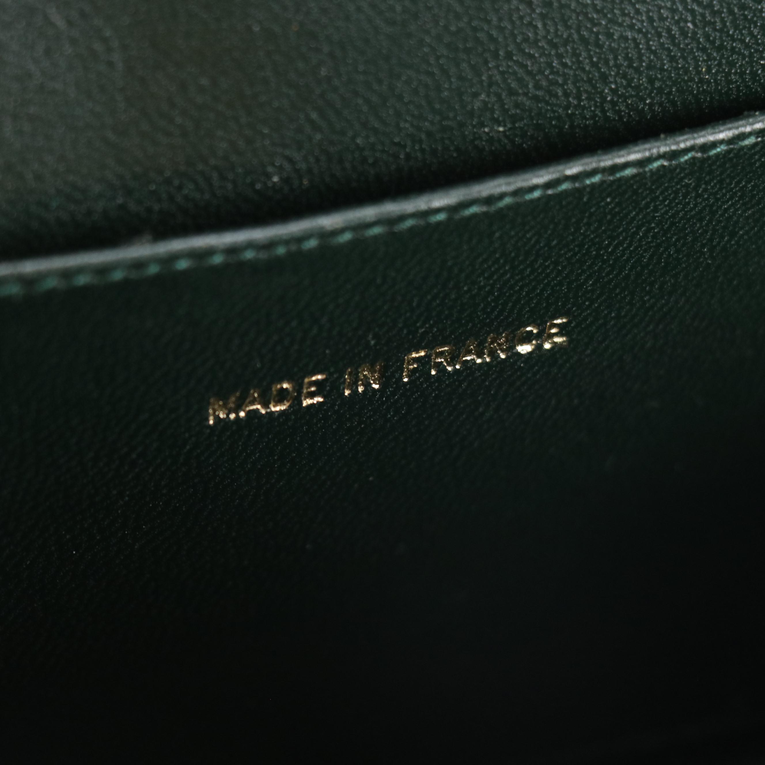 Chanel Half Moon Chain Link Shoulder Bag in Quilted Forest Green Suede