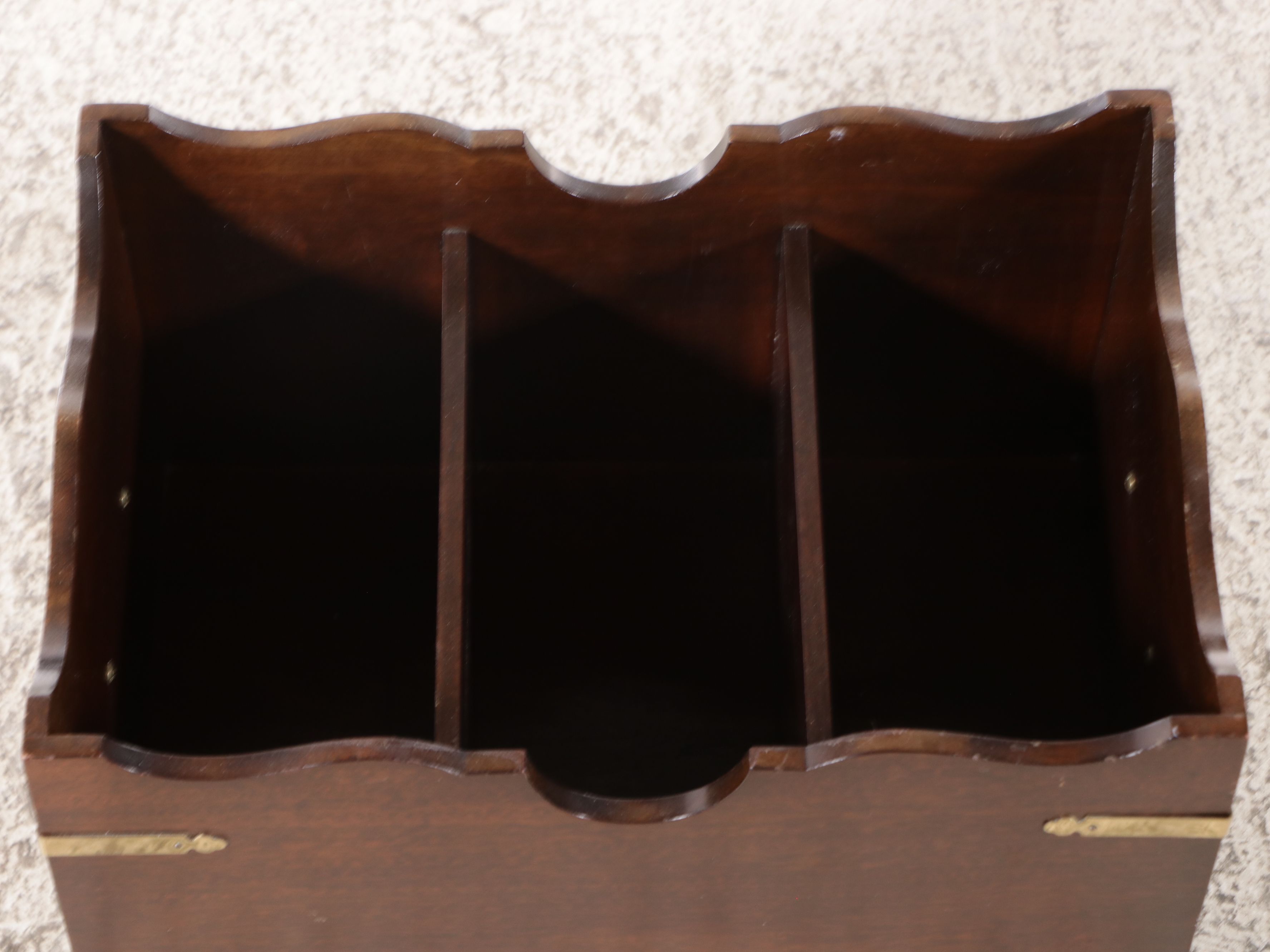 Chippendale Style Mahogany Magazine Rack with Brass Bracket and Handles, 20th C.