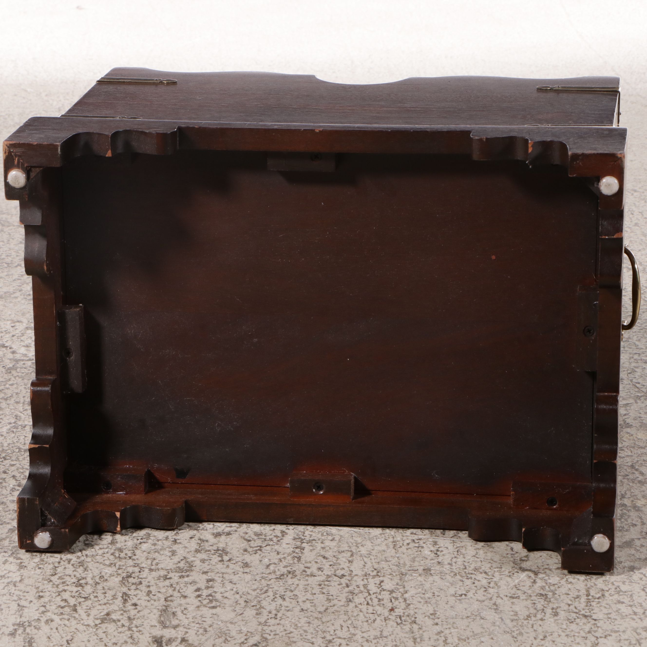 Chippendale Style Mahogany Magazine Rack with Brass Bracket and Handles, 20th C.