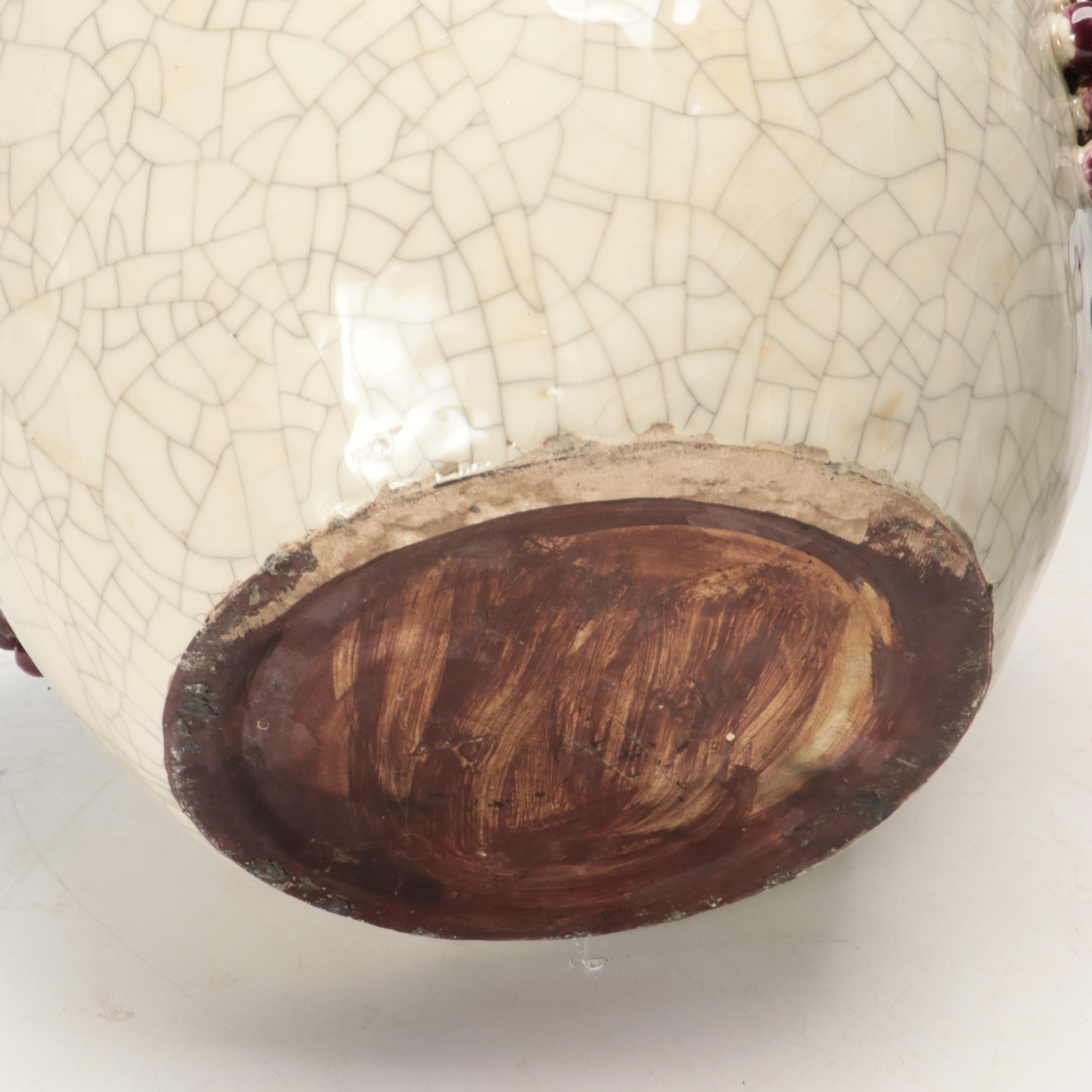 Italian Majolica Grape Cluster Ceramic Planters