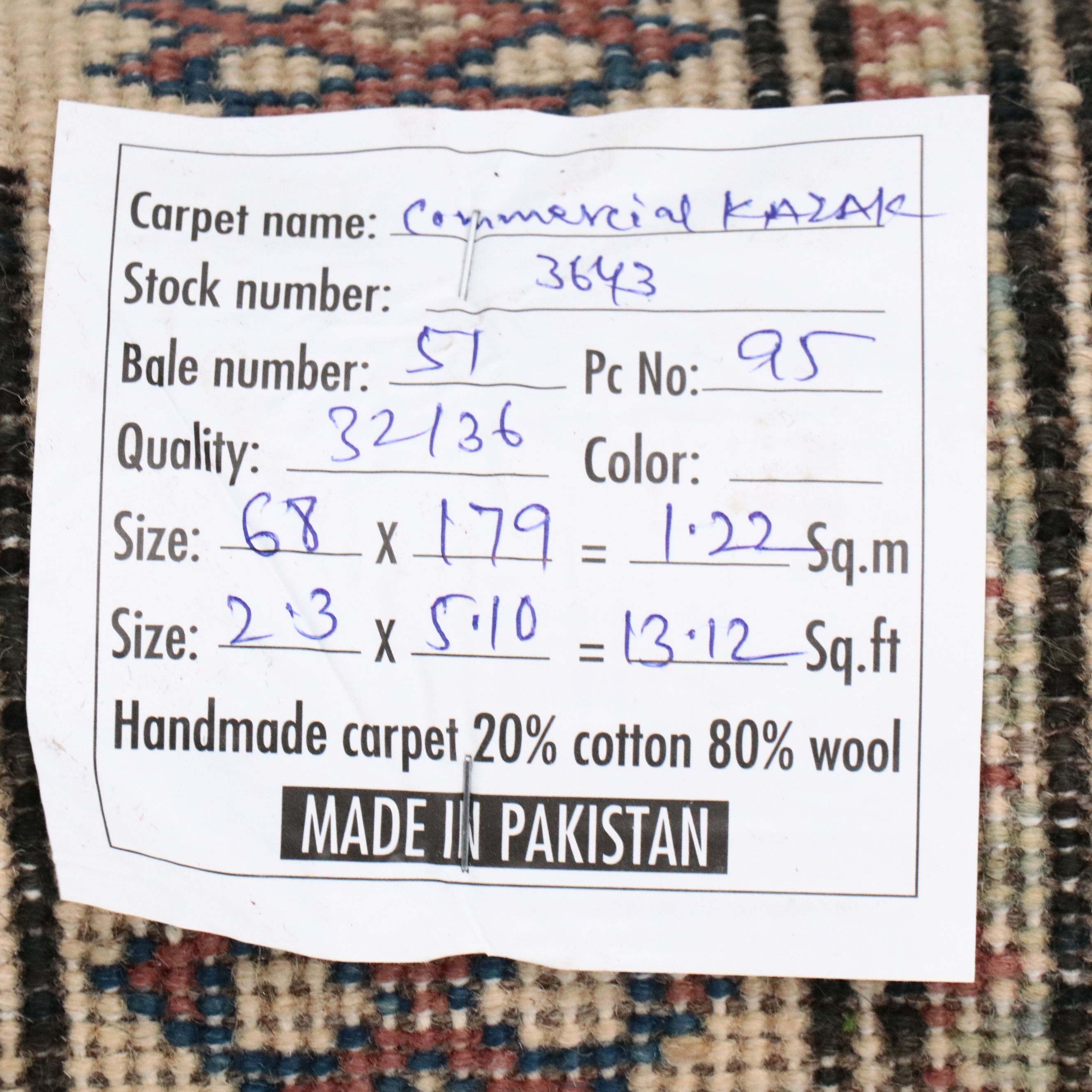 2'3 x 5'11 Hand-Knotted Pakistani Kazak Carpet Runner