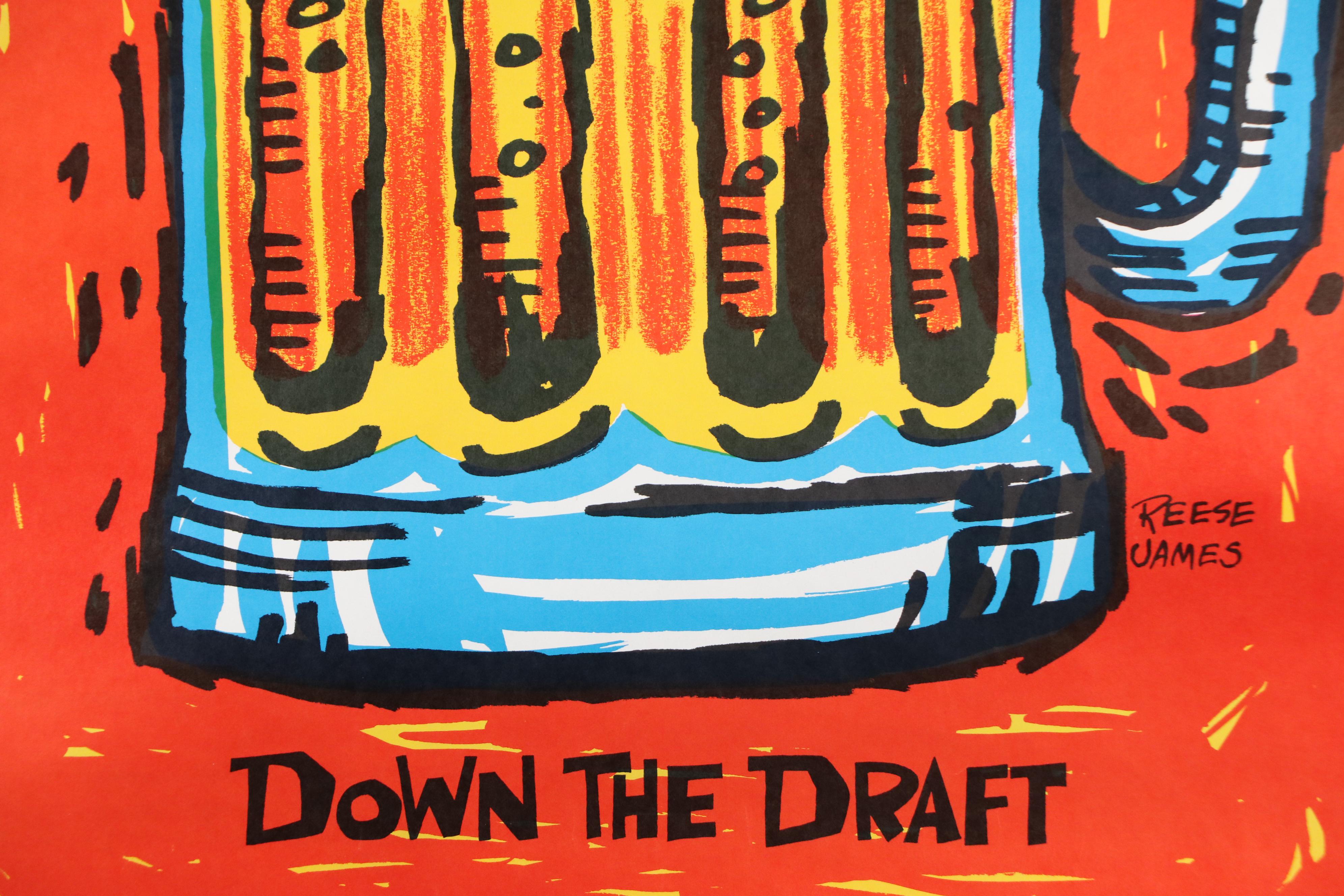 Color Lithograph After Reese James "Down the Draft," Late 20th Century