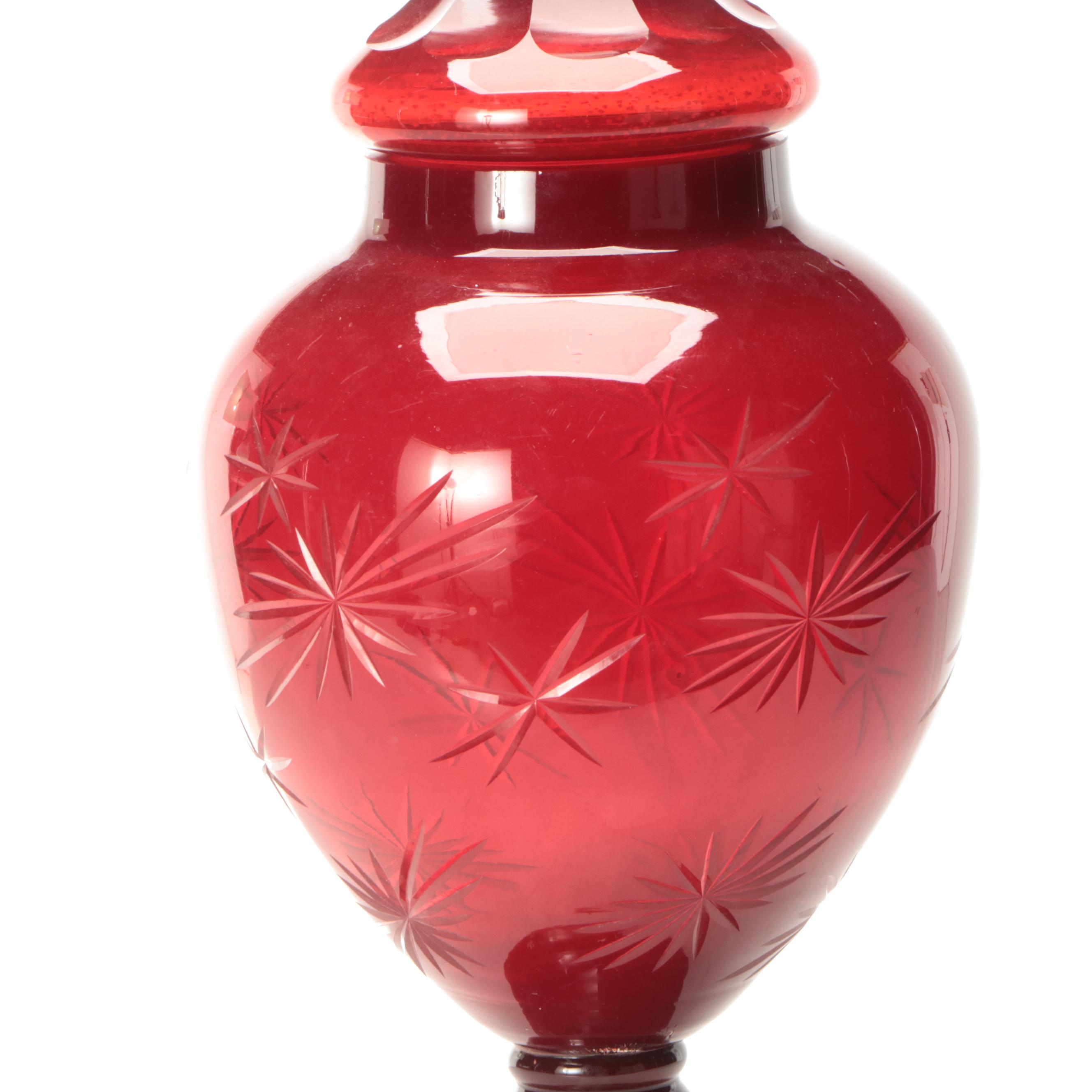 Ruby Glass Ginger Jar
