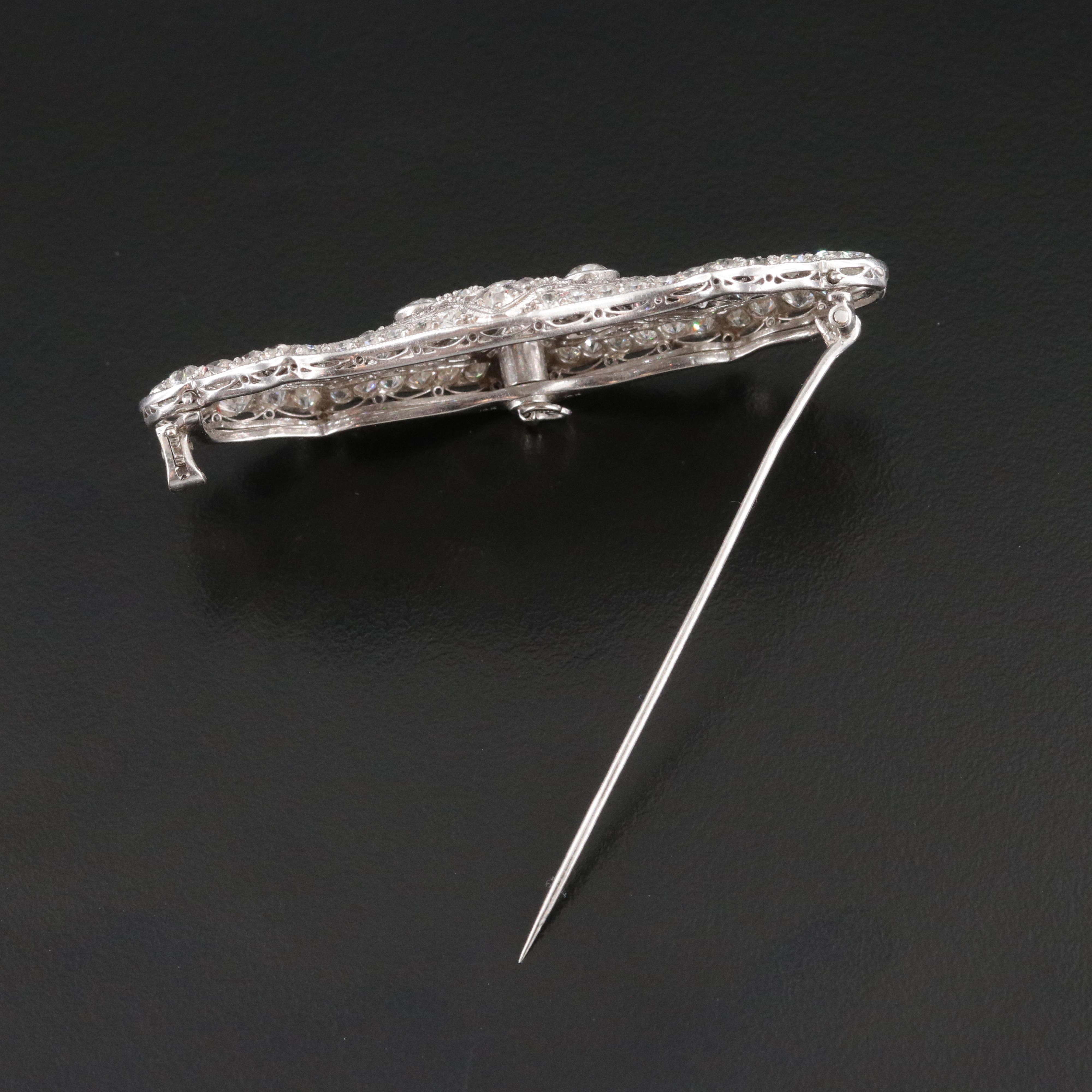Antique 14K 4.29 CTW Diamond Brooch with Platinum Top Trim