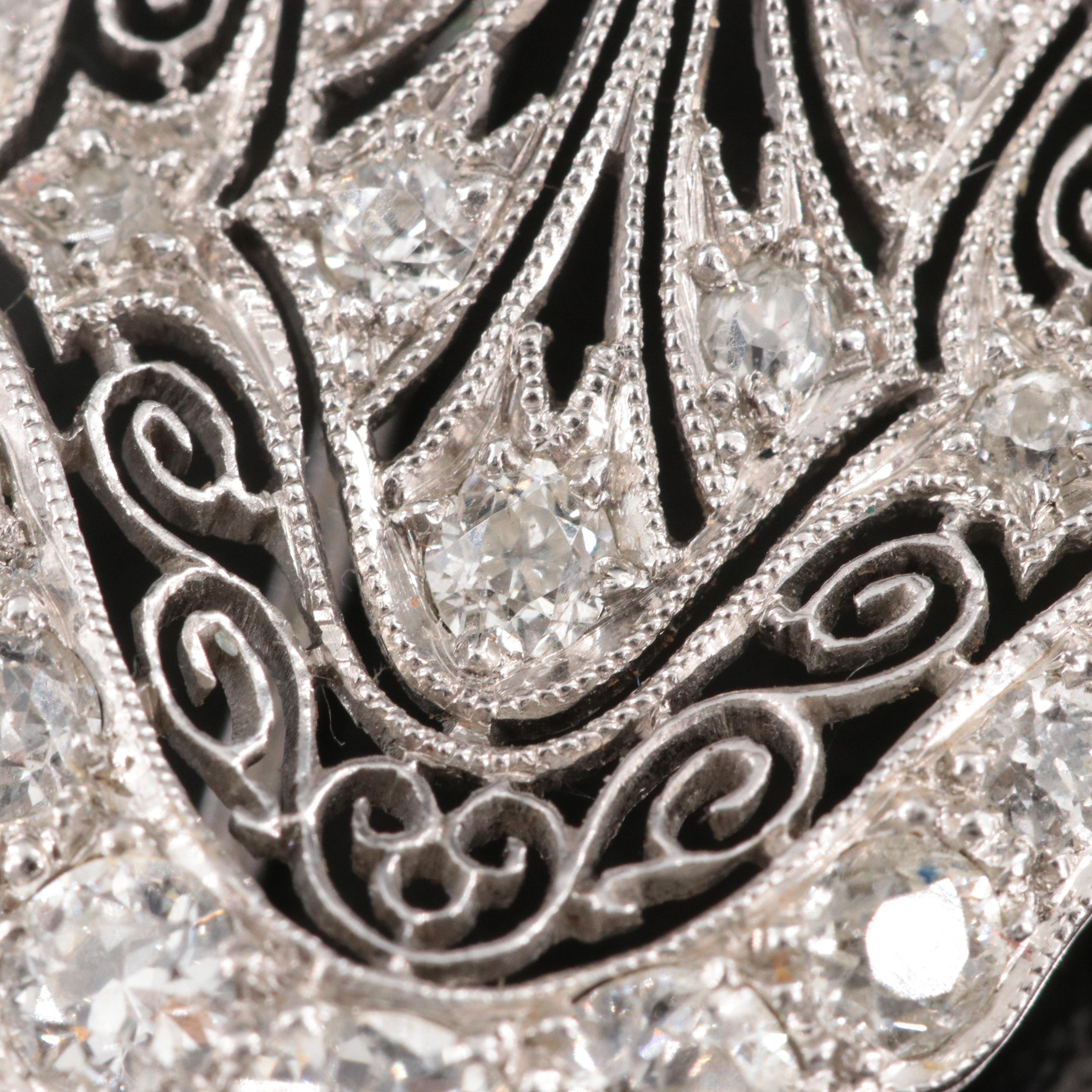 Antique 14K 4.29 CTW Diamond Brooch with Platinum Top Trim