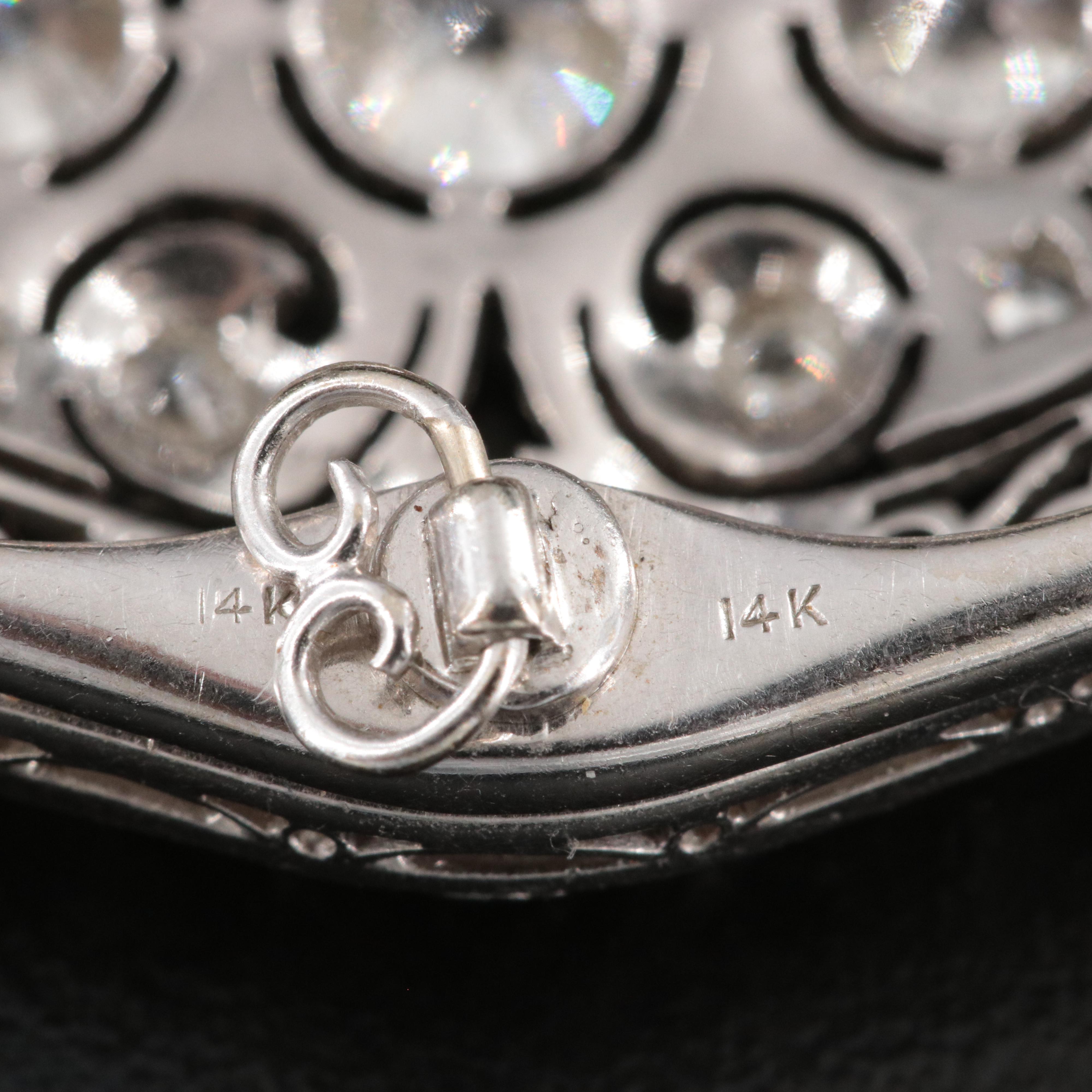 Antique 14K 4.29 CTW Diamond Brooch with Platinum Top Trim