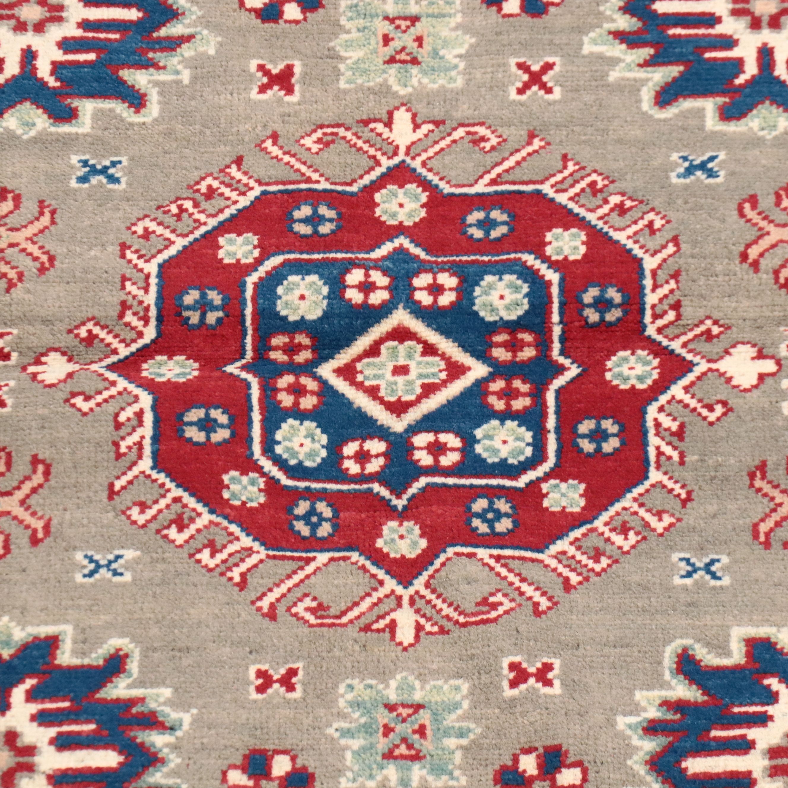4'2 x 5'10 Hand-Knotted Pakistani Kazak Area Rug