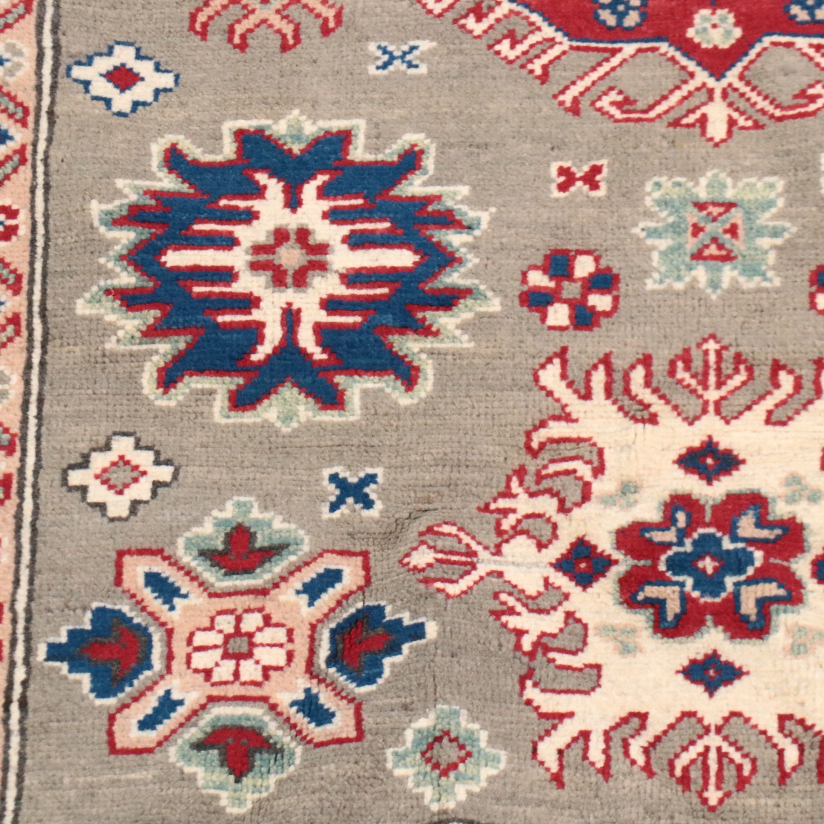4'2 x 5'10 Hand-Knotted Pakistani Kazak Area Rug