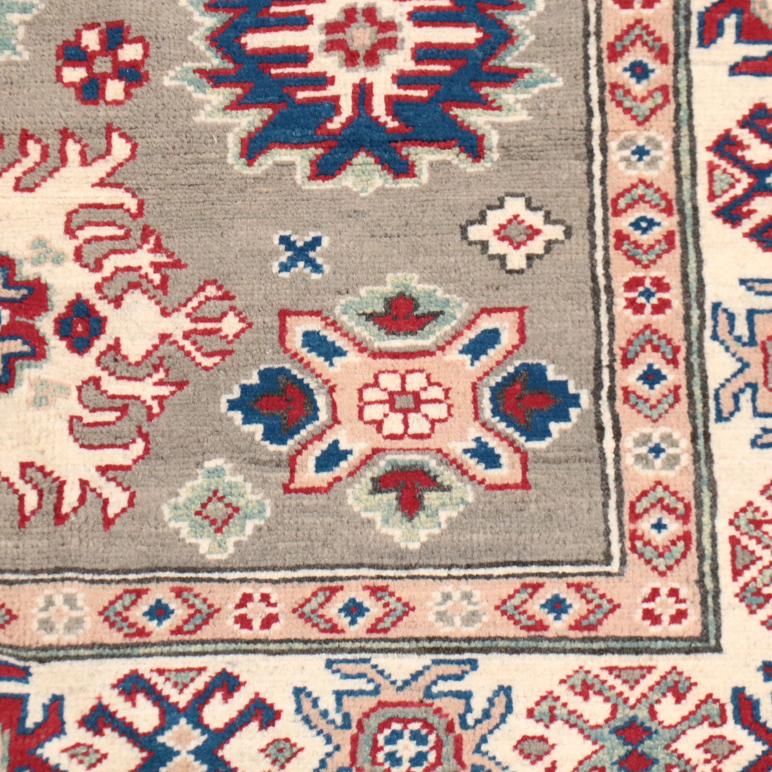 4'2 x 5'10 Hand-Knotted Pakistani Kazak Area Rug