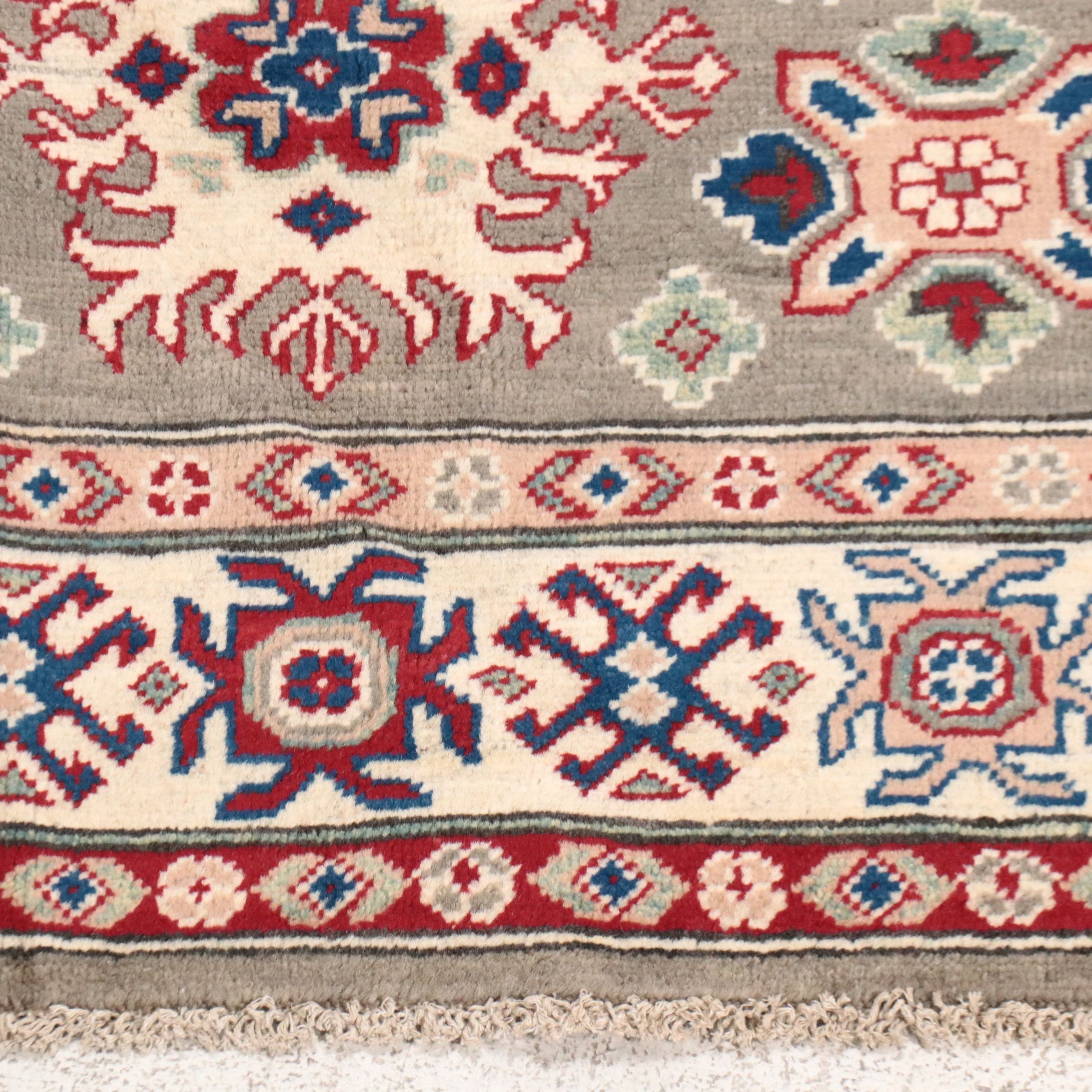 4'2 x 5'10 Hand-Knotted Pakistani Kazak Area Rug
