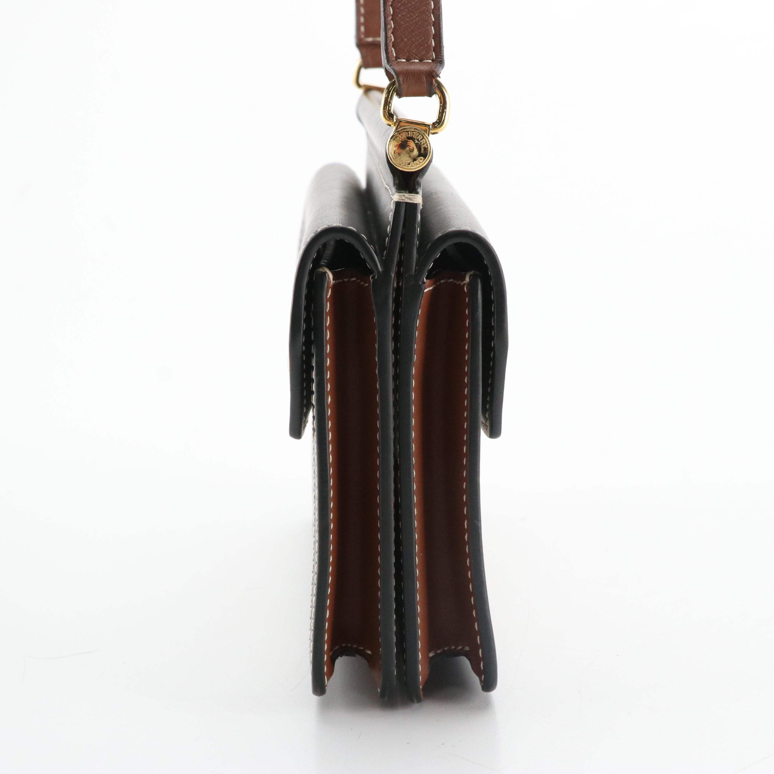 Burberry Mini Horseferry Print Title Bag in Black/Brown Leather and Canvas