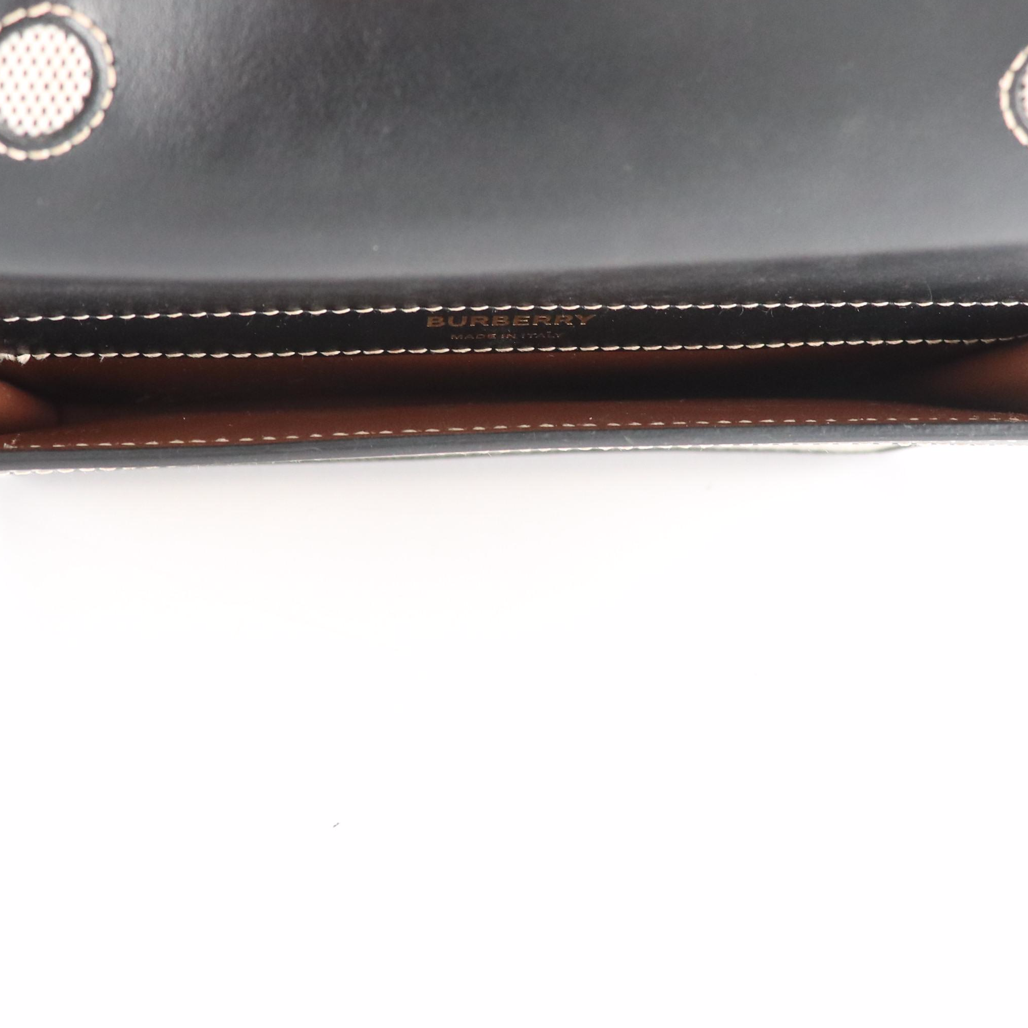 Burberry Mini Horseferry Print Title Bag in Black/Brown Leather and Canvas