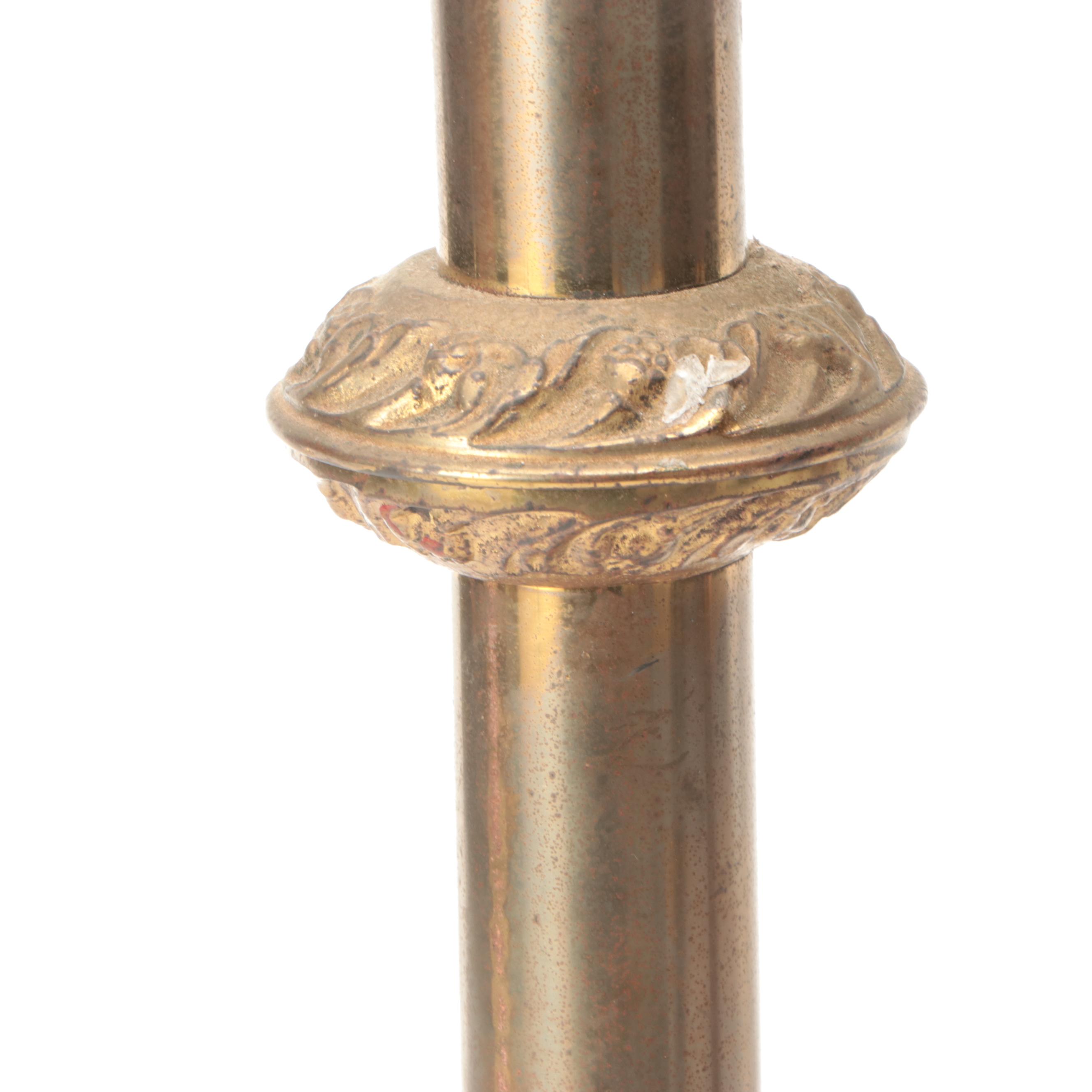 Baroque Style Brass Candle Holder Pair