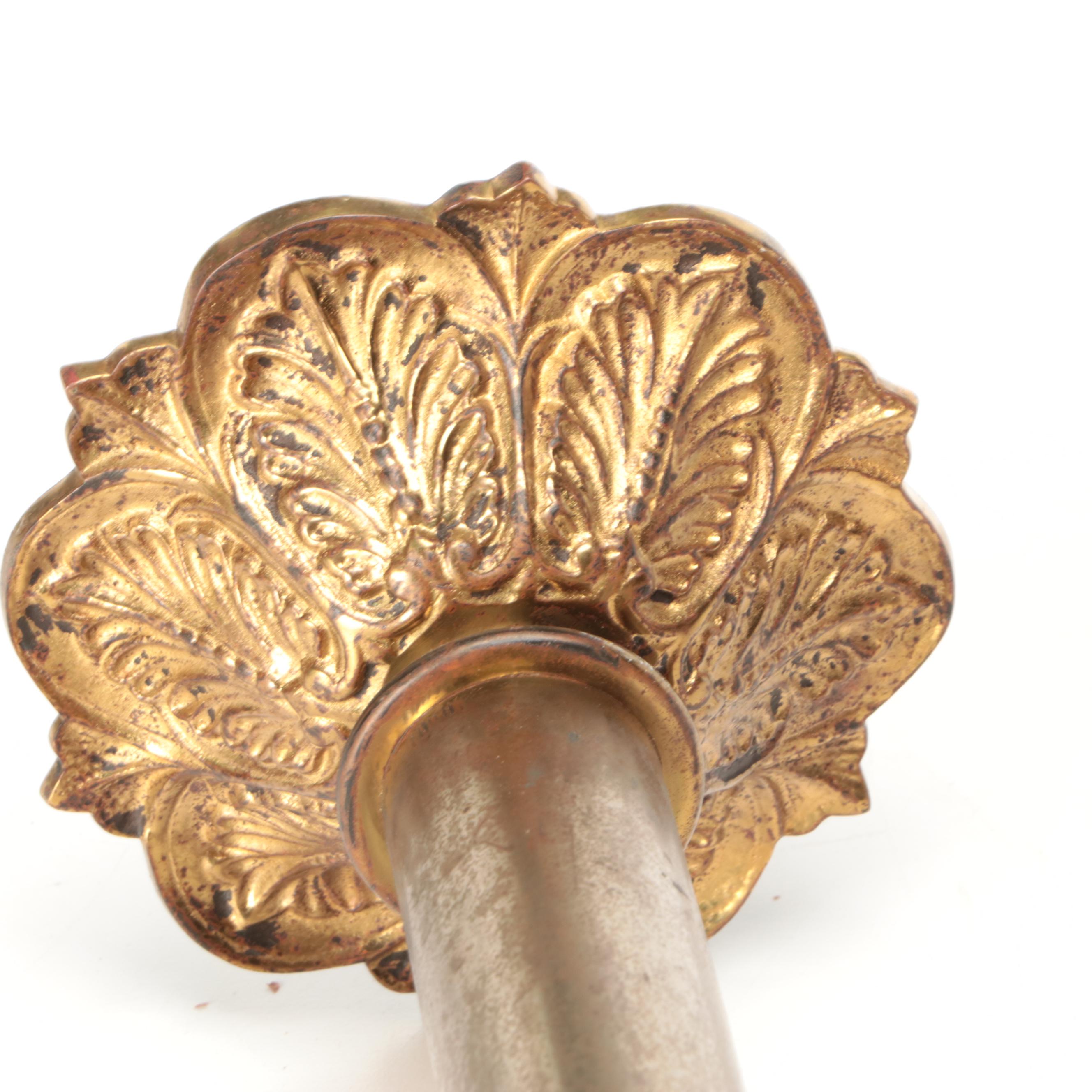 Baroque Style Brass Candle Holder Pair