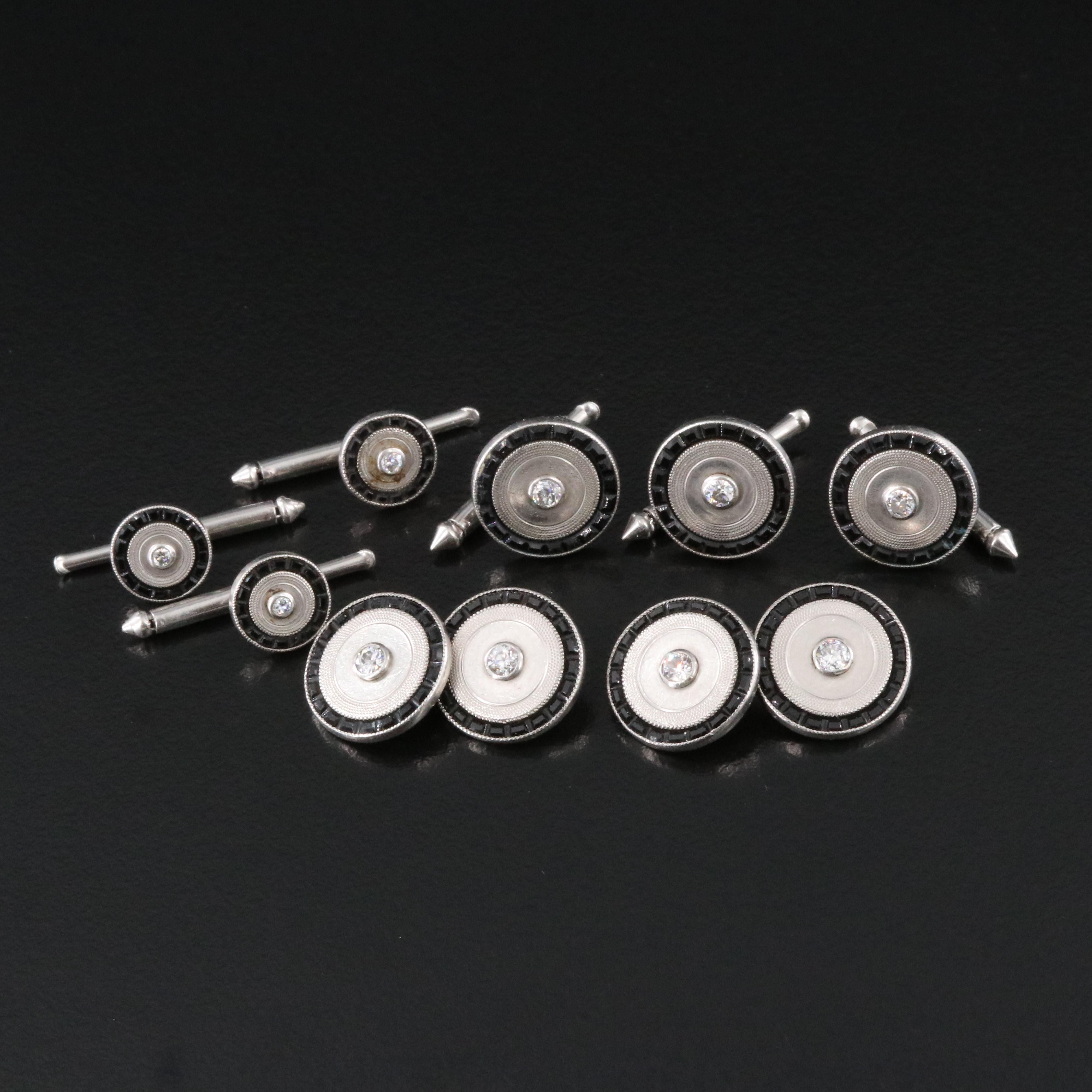 Larter & Sons Platinum Diamond and Black Onyx Tuxedo Set