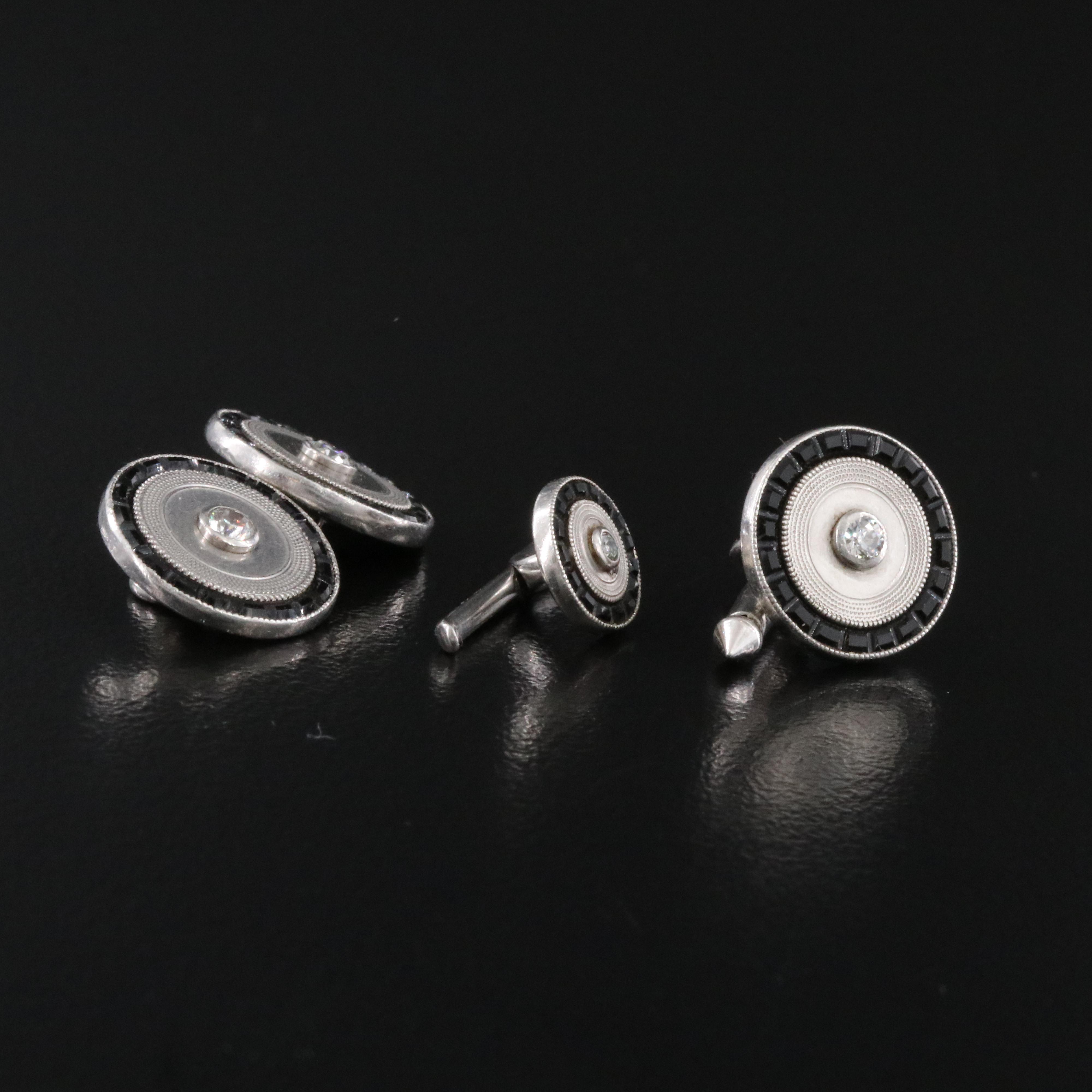 Larter & Sons Platinum Diamond and Black Onyx Tuxedo Set