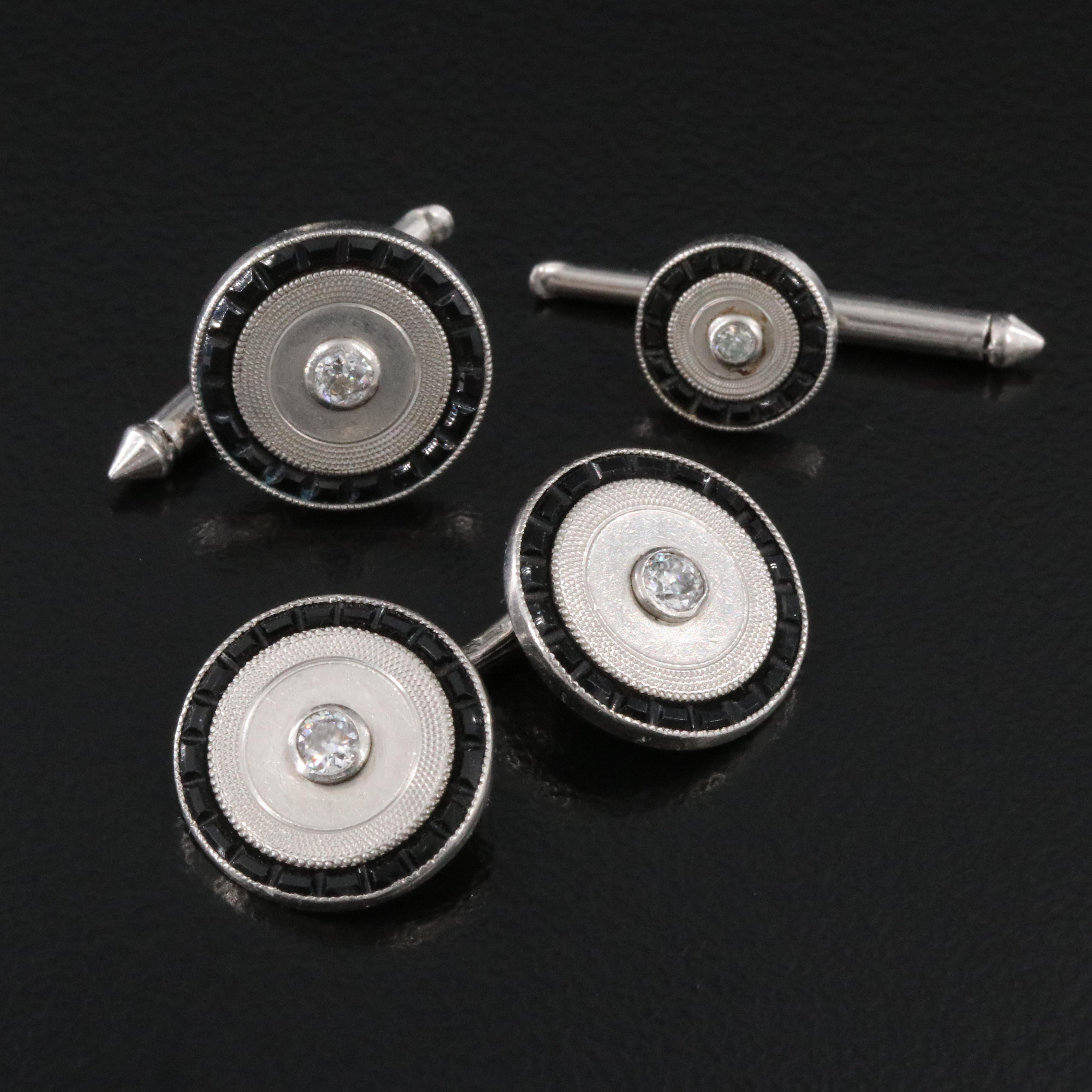 Larter & Sons Platinum Diamond and Black Onyx Tuxedo Set