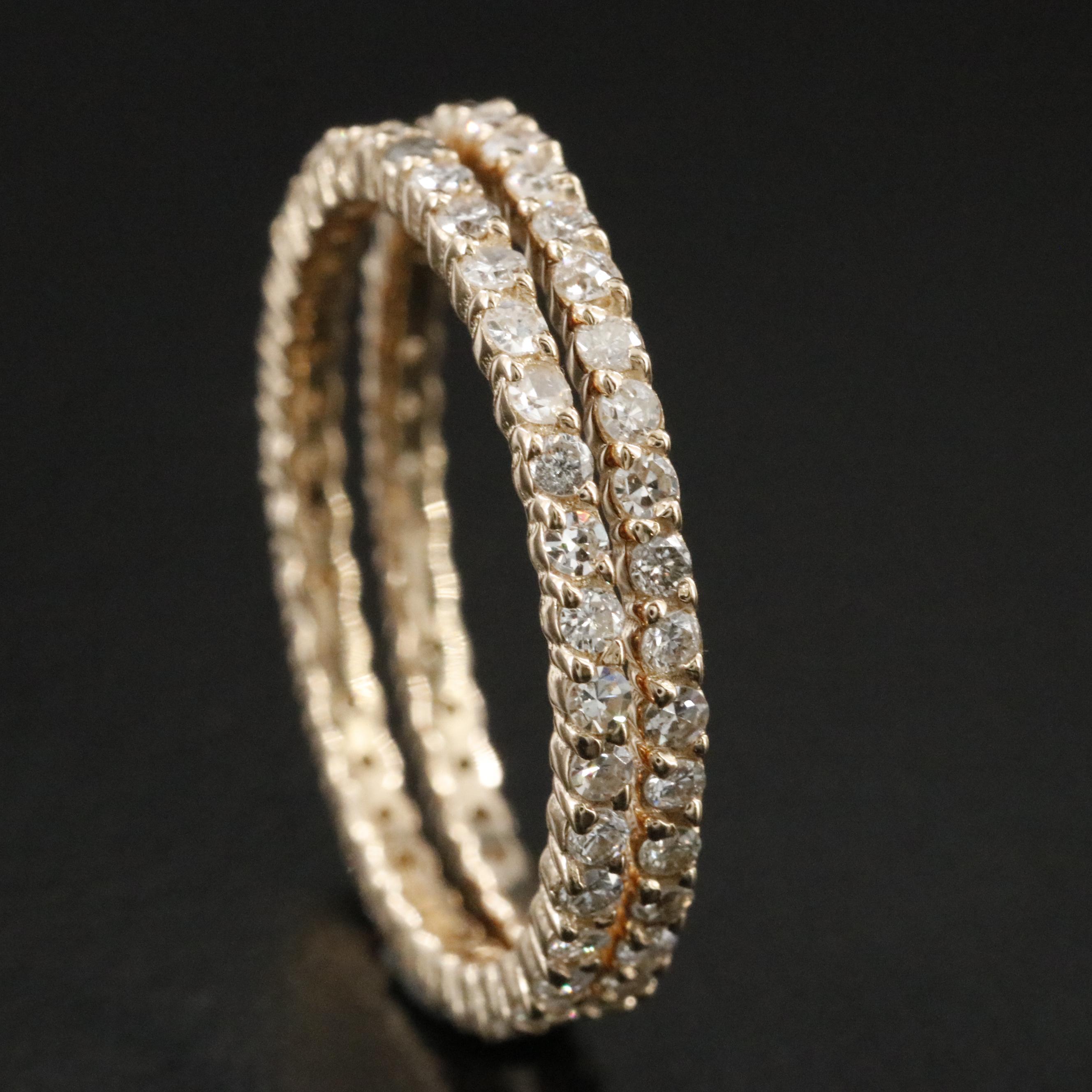 14K 0.95 CTW Pair of Diamond Eternity Rings