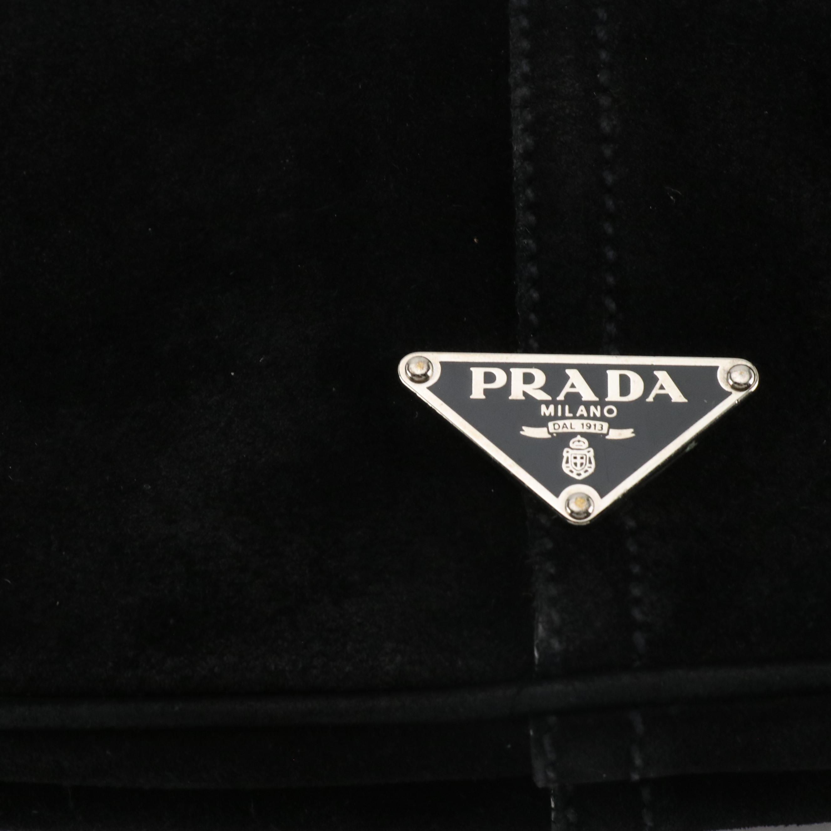 Prada Black Scamosciato Suede and Leather Small Shoulder Bag