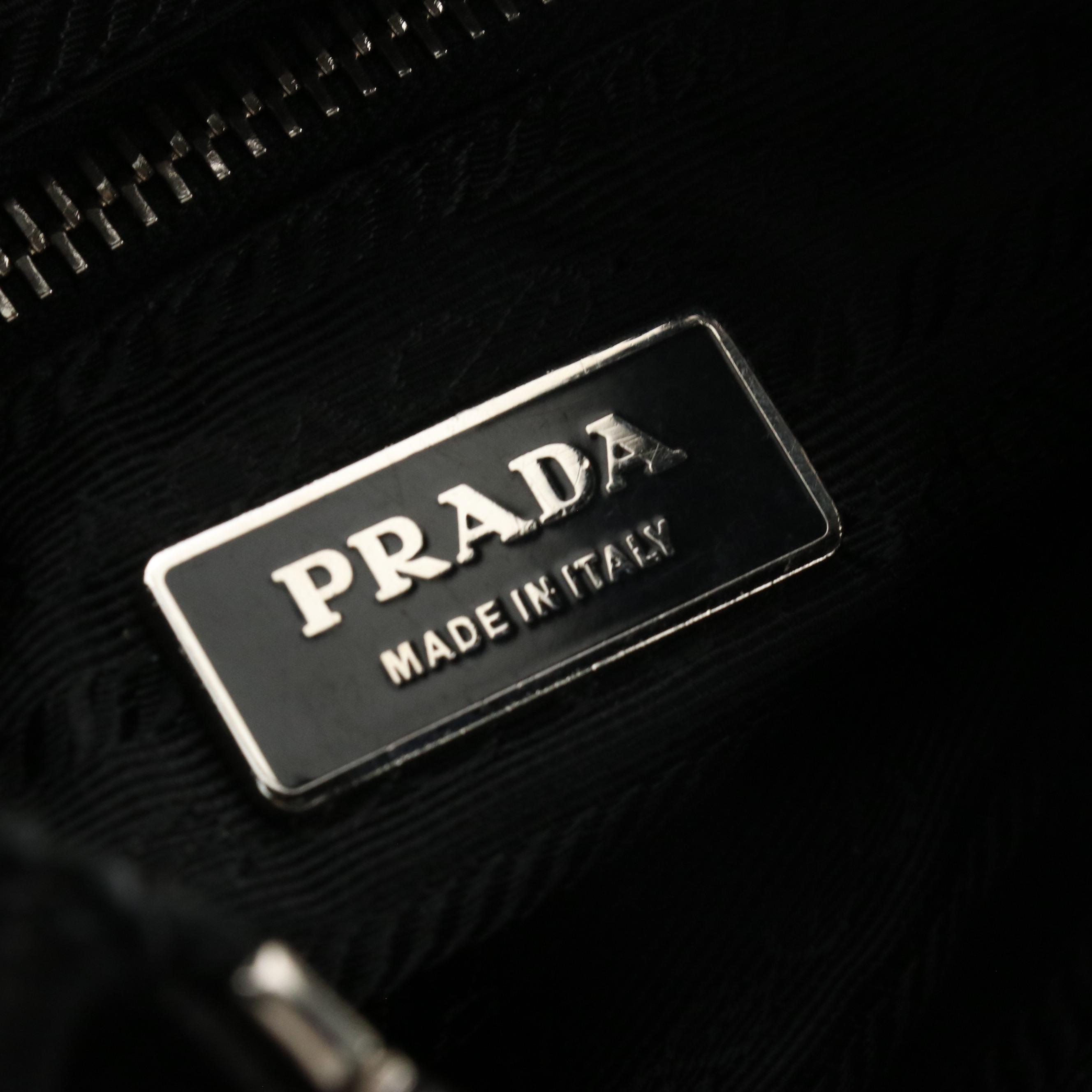 Prada Black Scamosciato Suede and Leather Small Shoulder Bag