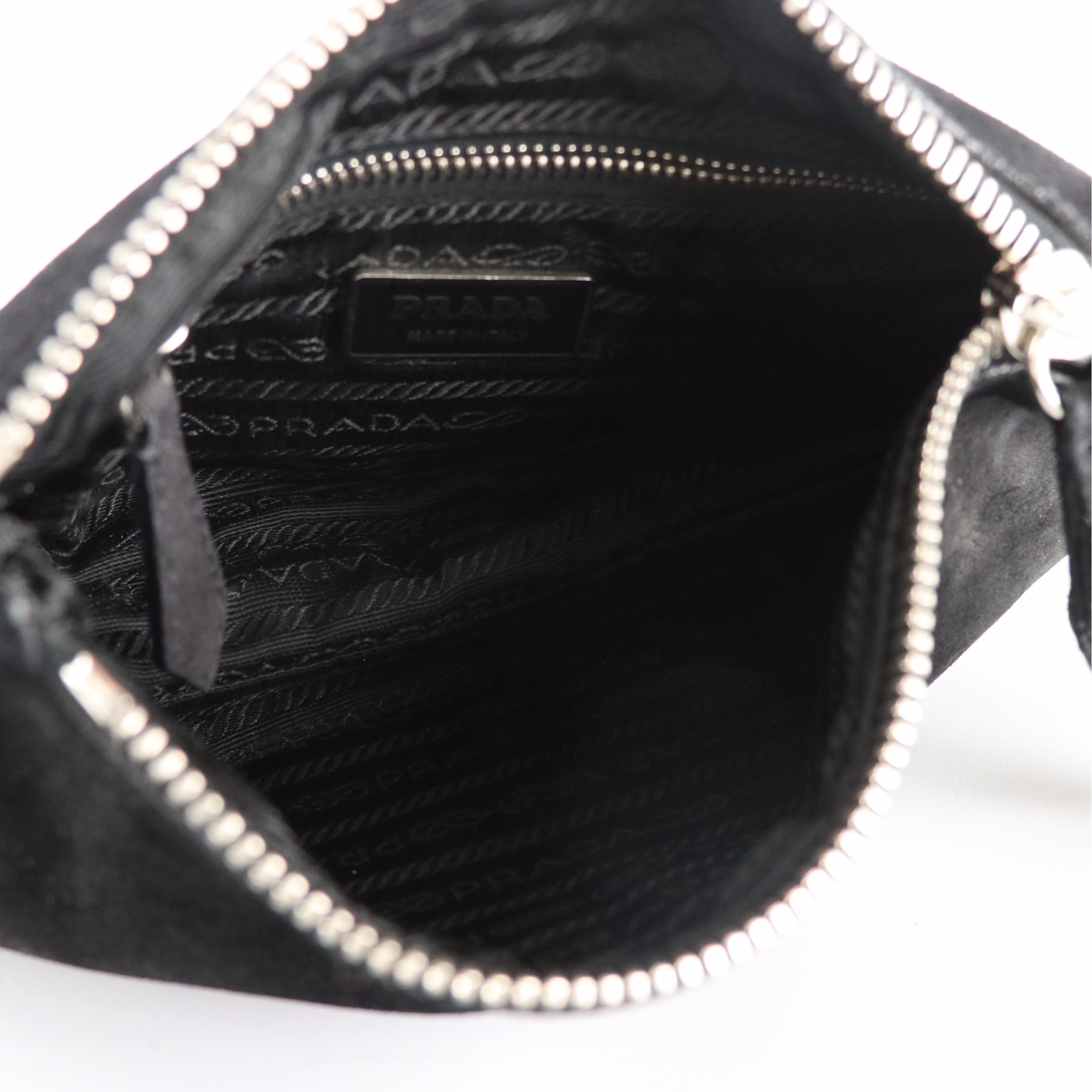 Prada Black Scamosciato Suede and Leather Small Shoulder Bag
