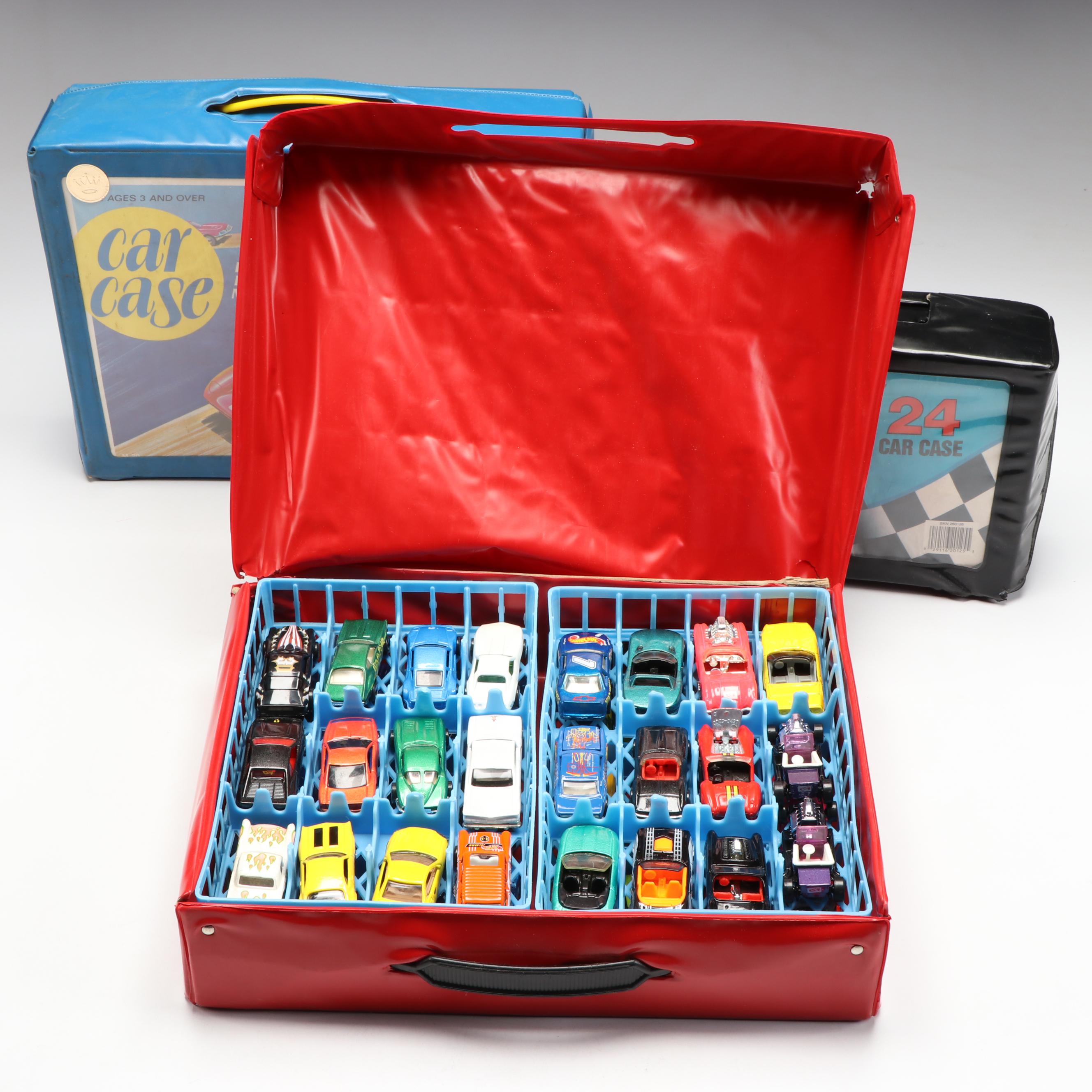 Vintage Hot Wheels Diecast Cars and Trucks in Collector Cases