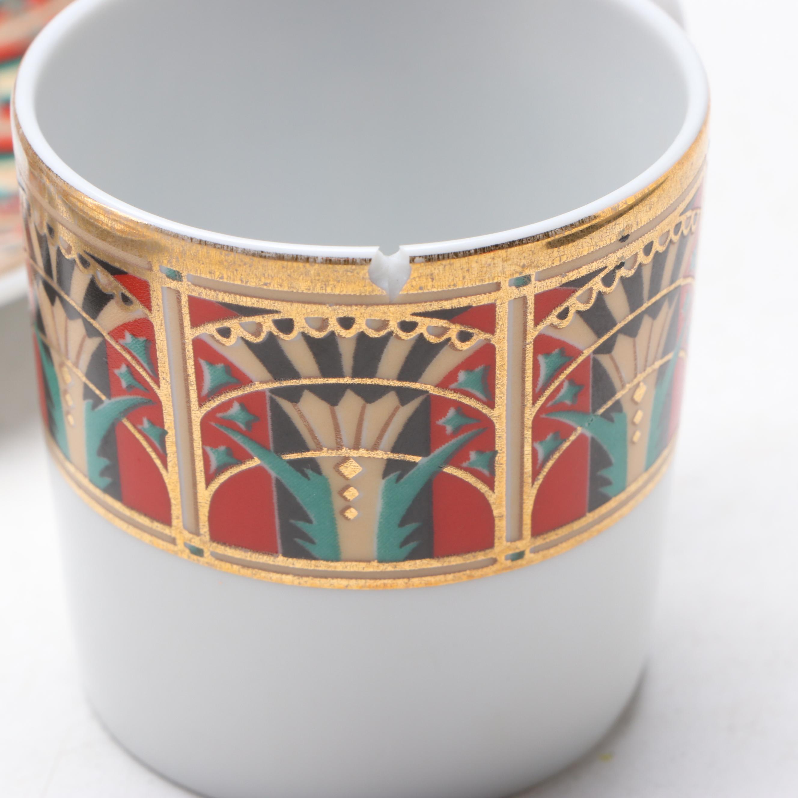 Tunisie Porcelaine La Rose des Sables Porcelain Demitasse Cups and Saucers