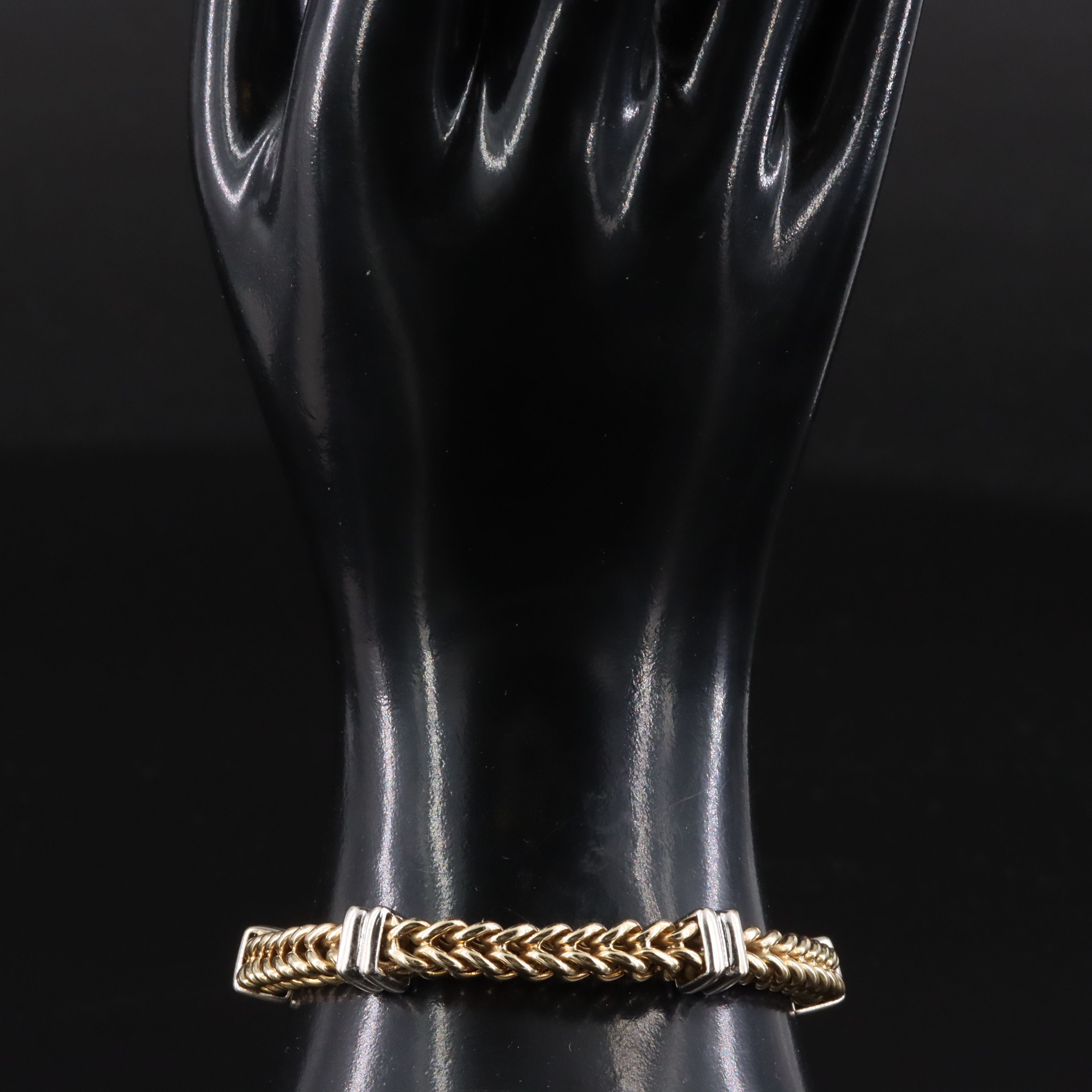 14K Two-Tone Square Curb Chain Bracelet