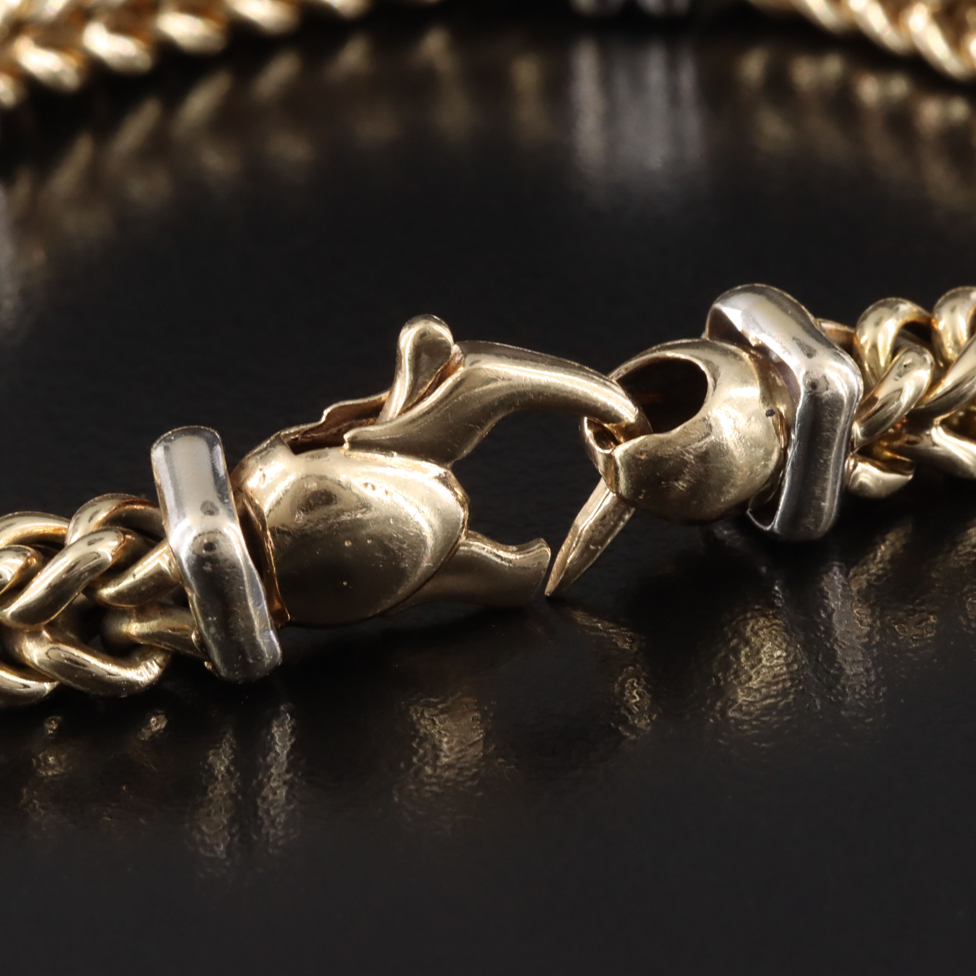 14K Two-Tone Square Curb Chain Bracelet