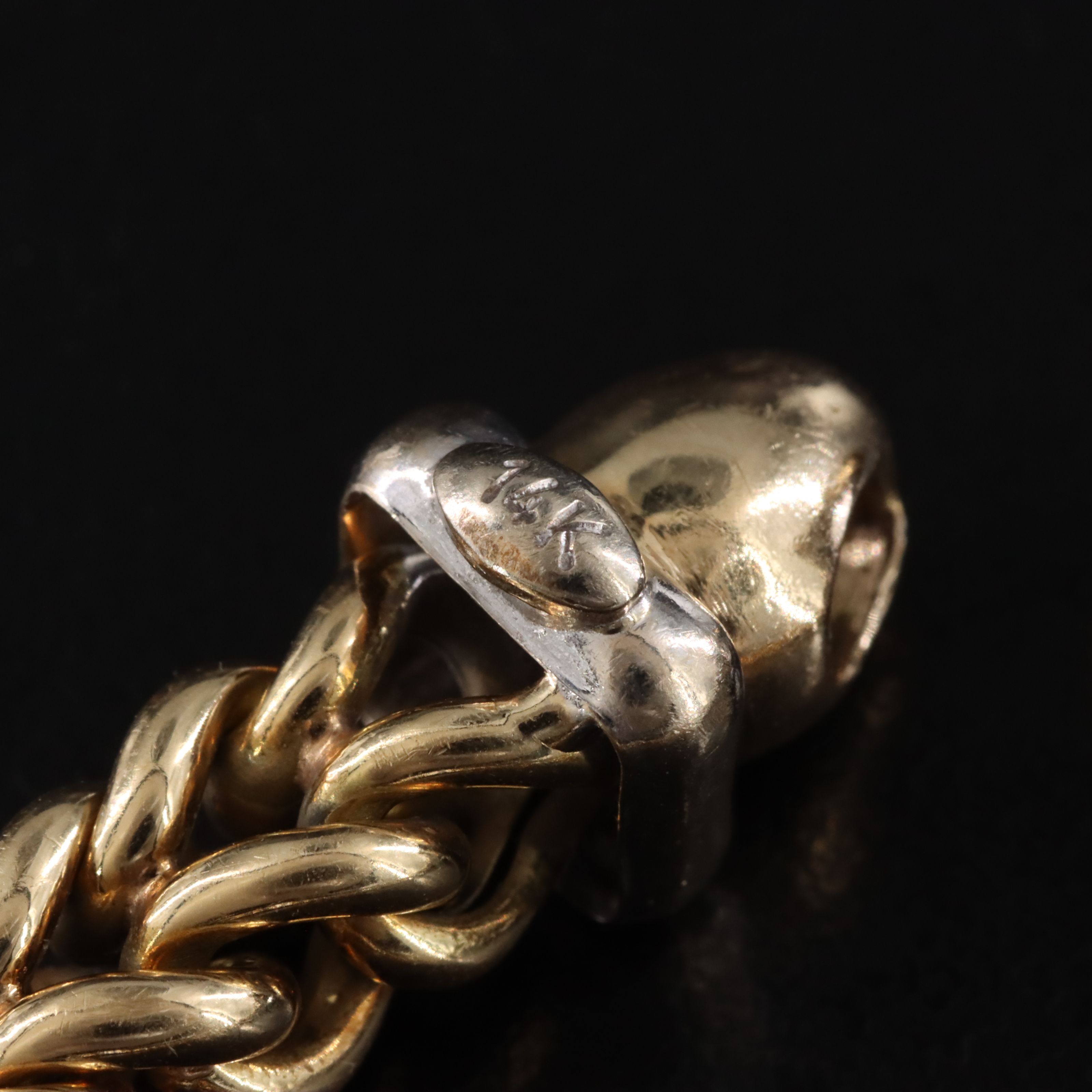 14K Two-Tone Square Curb Chain Bracelet