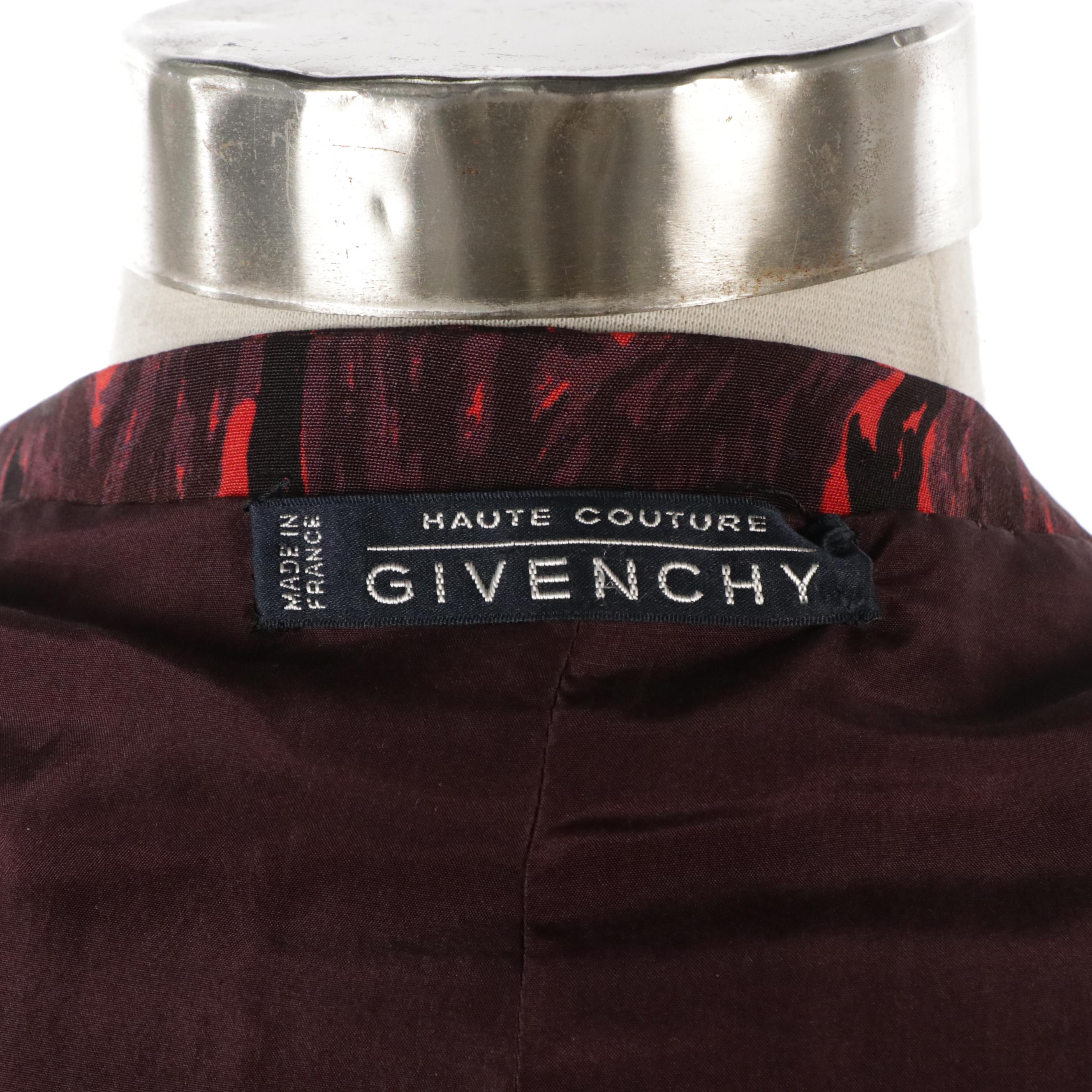 Givenchy Red and Black Silk Abstract Printed Two-Piece Skirt Set