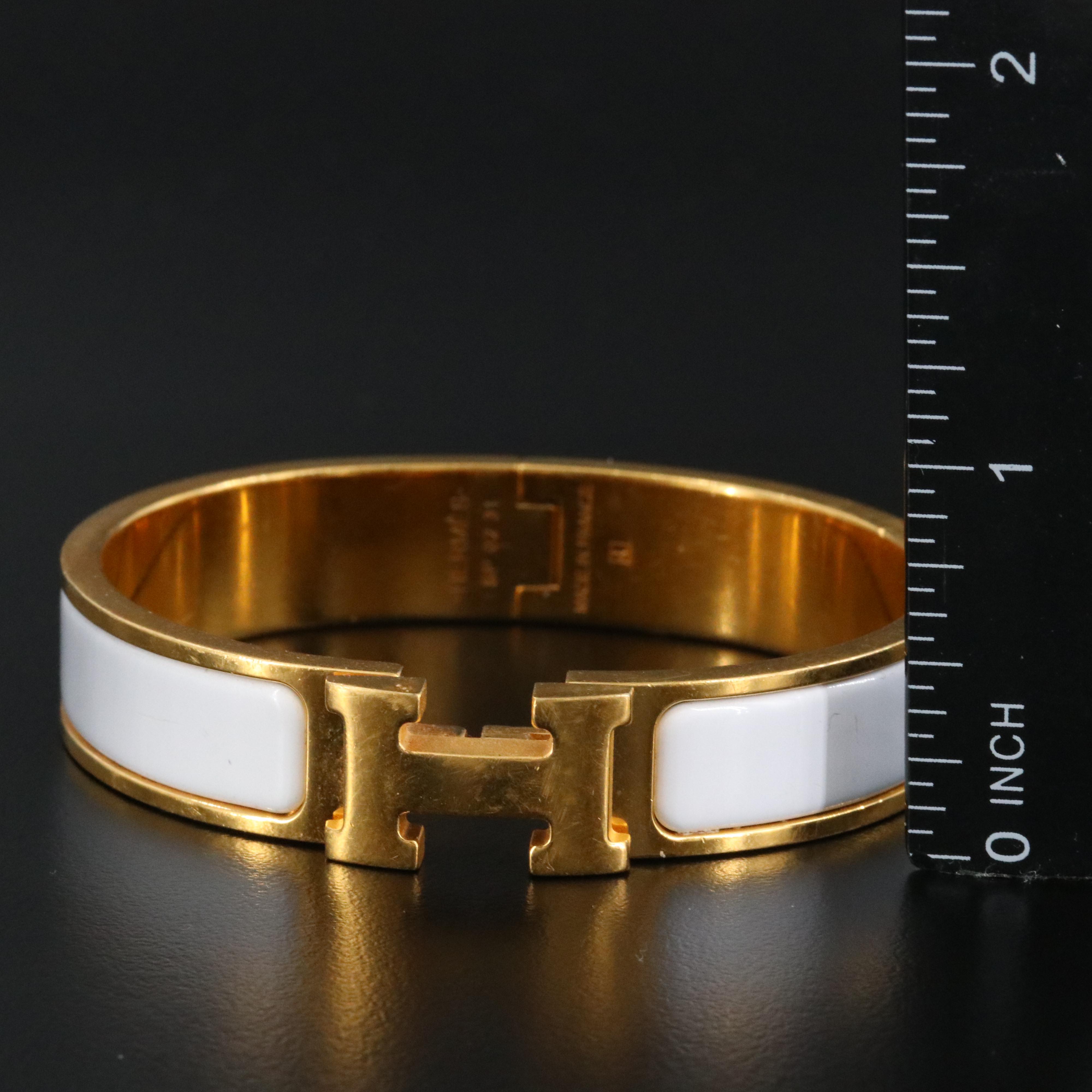 Hermès Clic H Bracelet with White Enamel