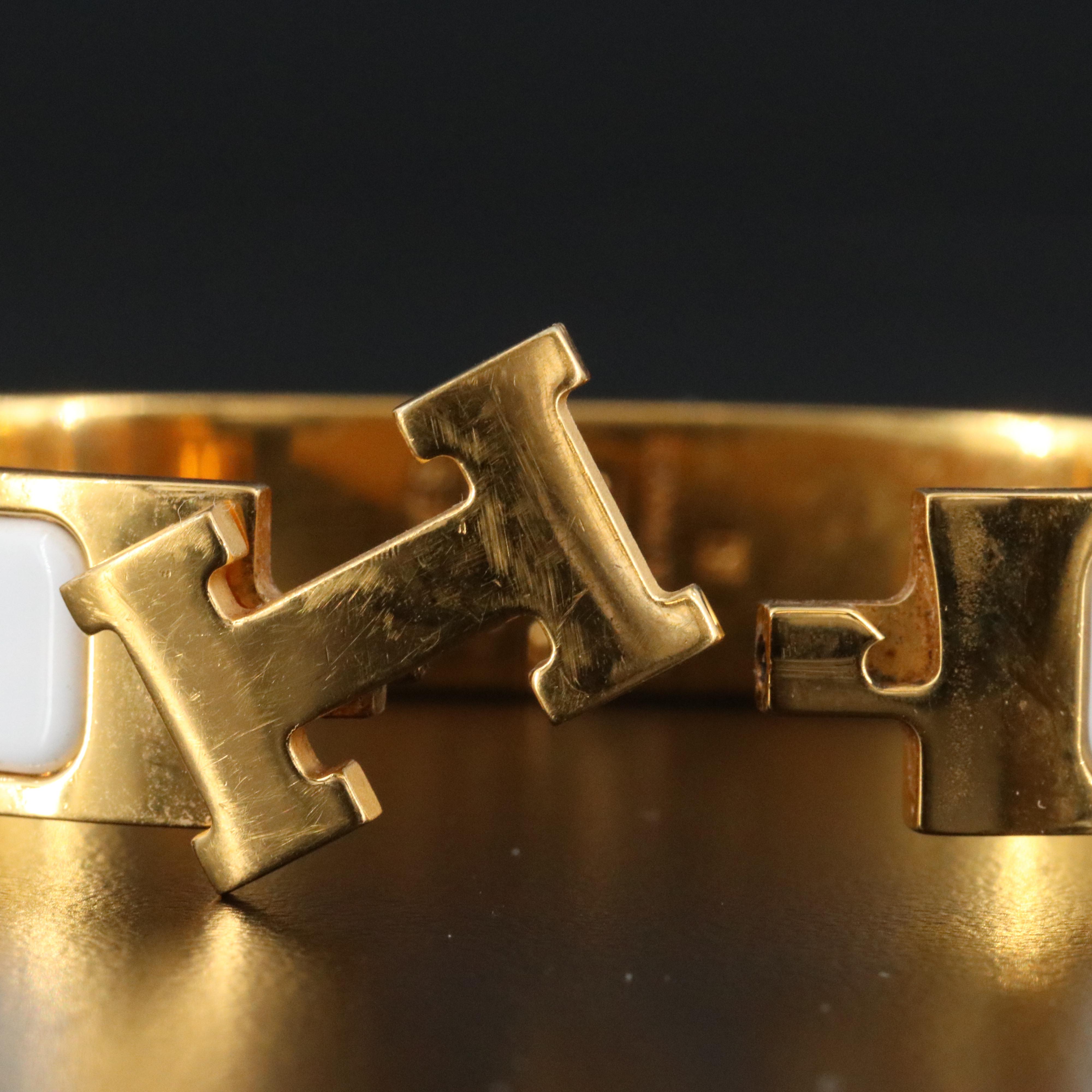 Hermès Clic H Bracelet with White Enamel