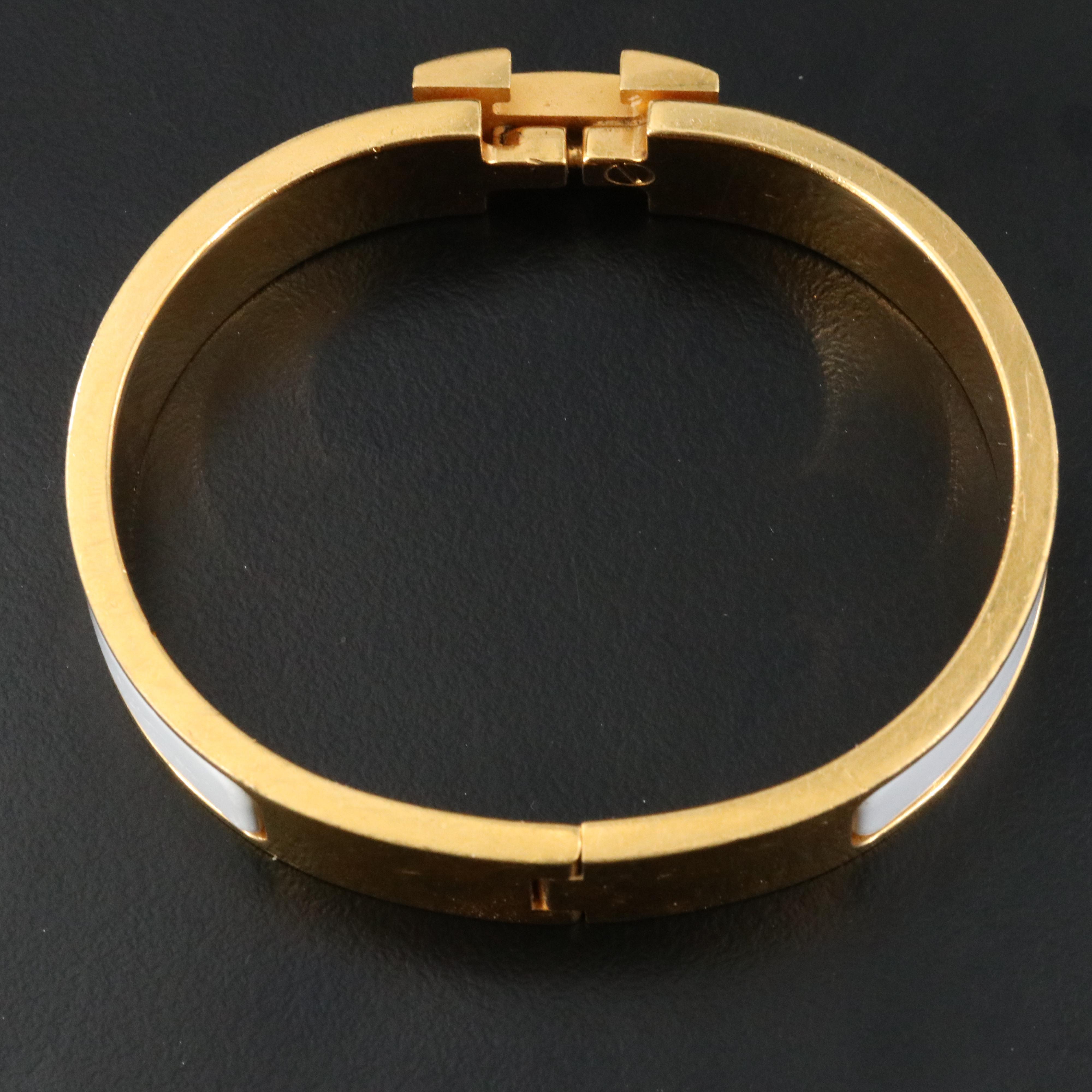 Hermès Clic H Bracelet with White Enamel