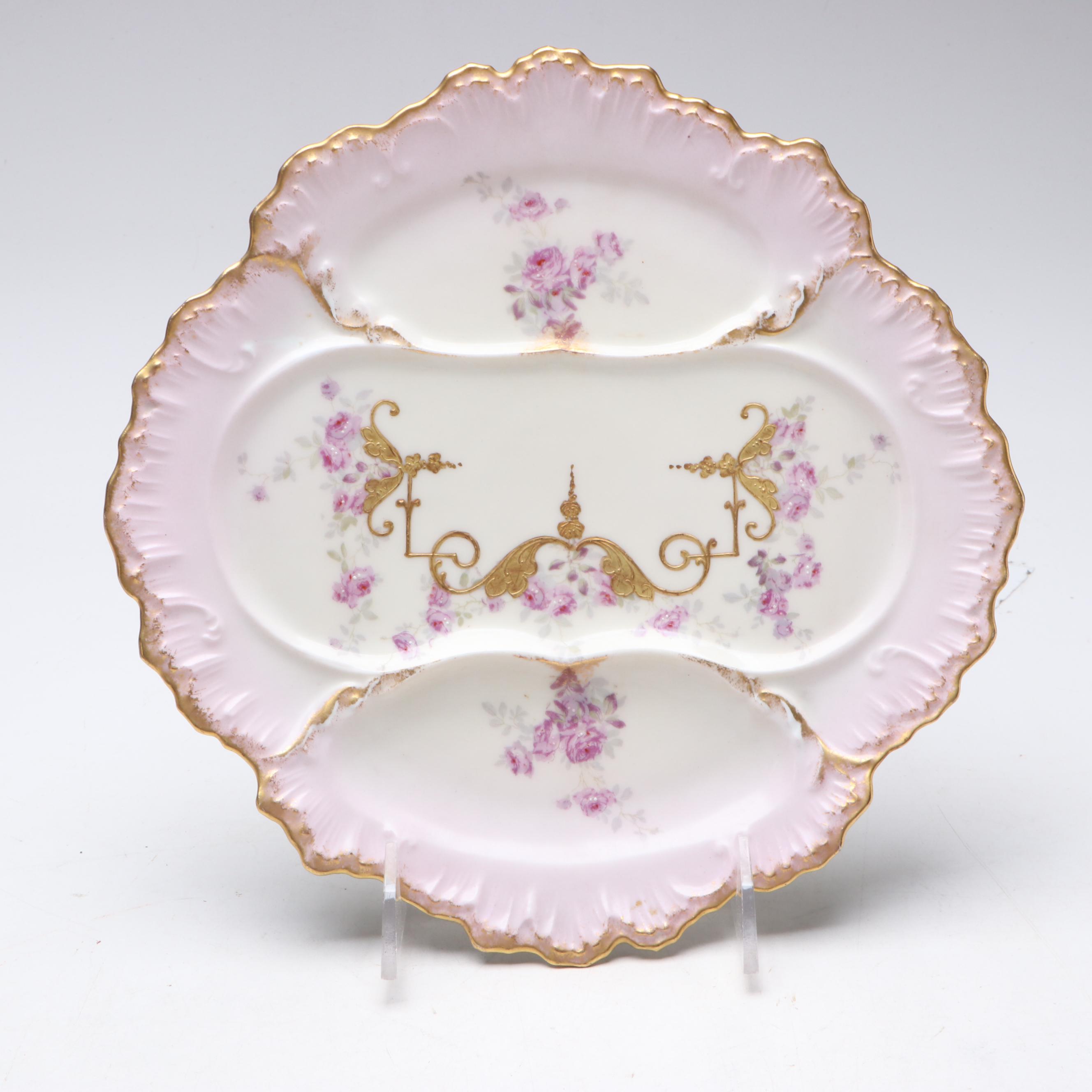 Limoges Porcelain Hand-Painted and Gilt Accented Asparagus Plates