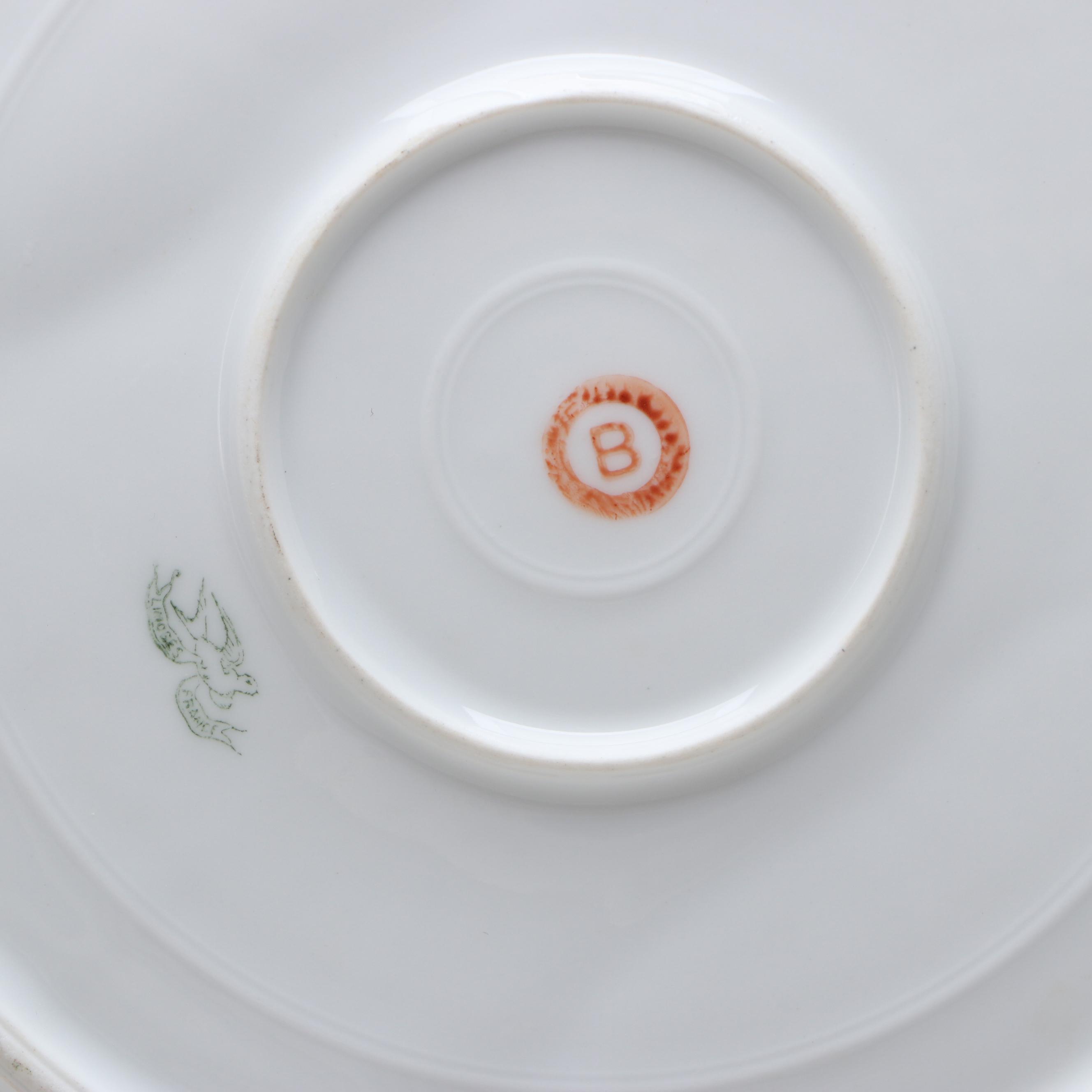 Limoges Porcelain Hand-Painted and Gilt Accented Asparagus Plates