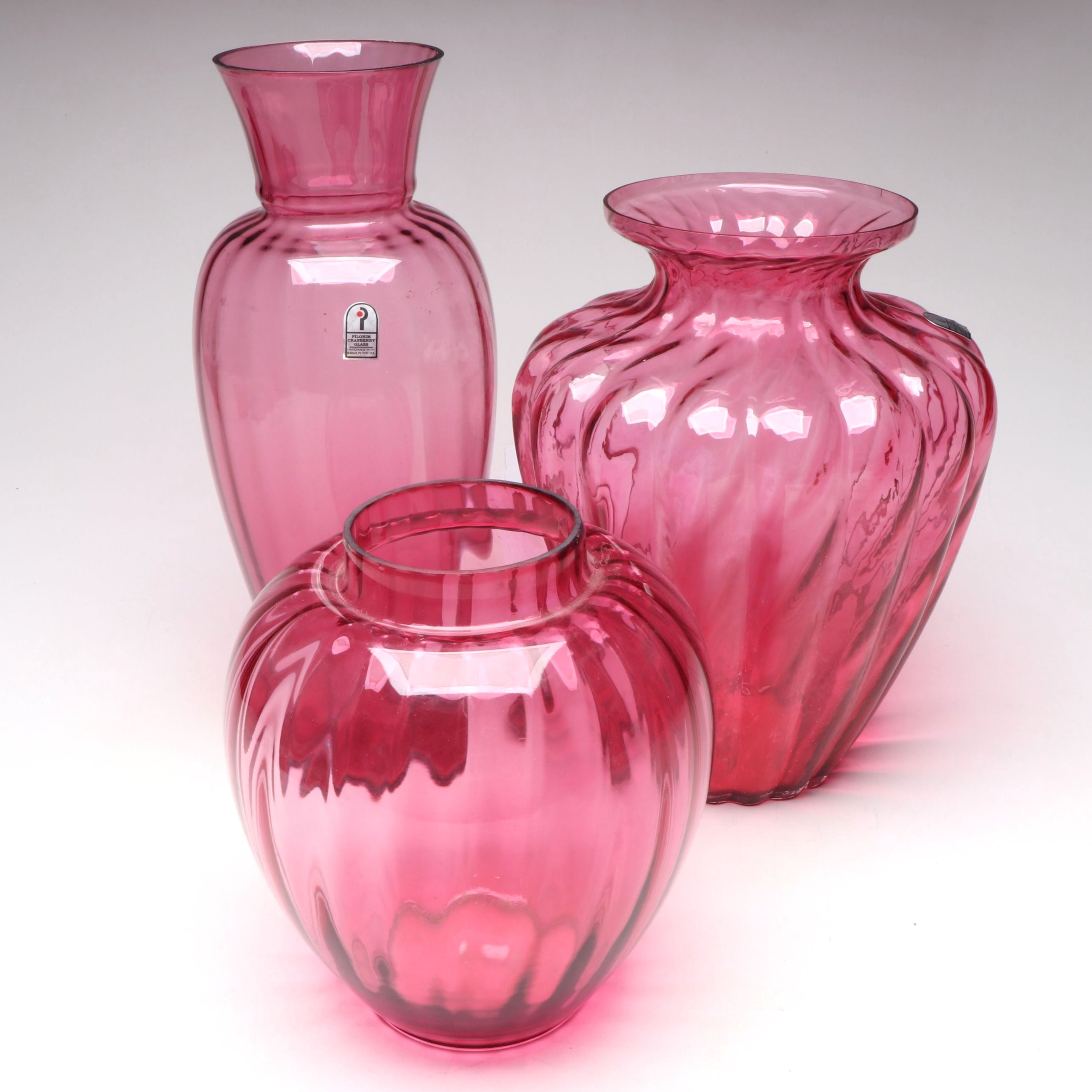 Pilgrim "Camille" and More Handblown Cranberry Glass Vases