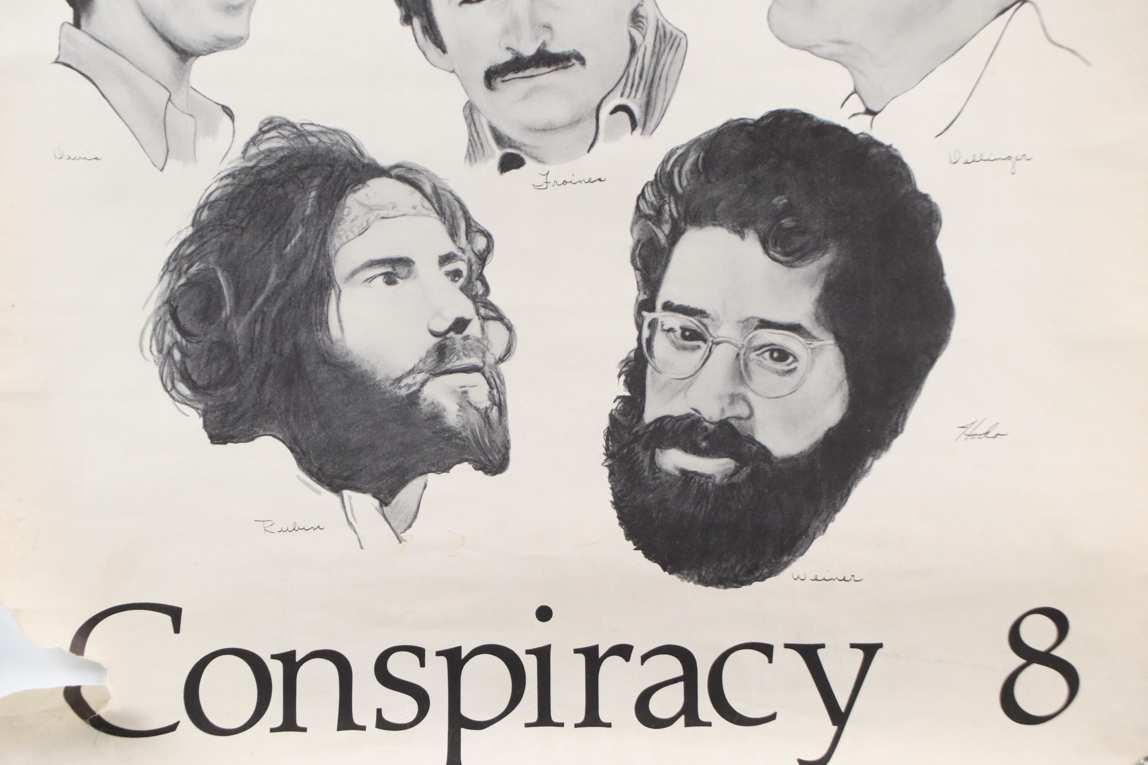 Offset Lithograph of the Chicago Eight After Maurice Hodo "Conspiracy 8," 1970