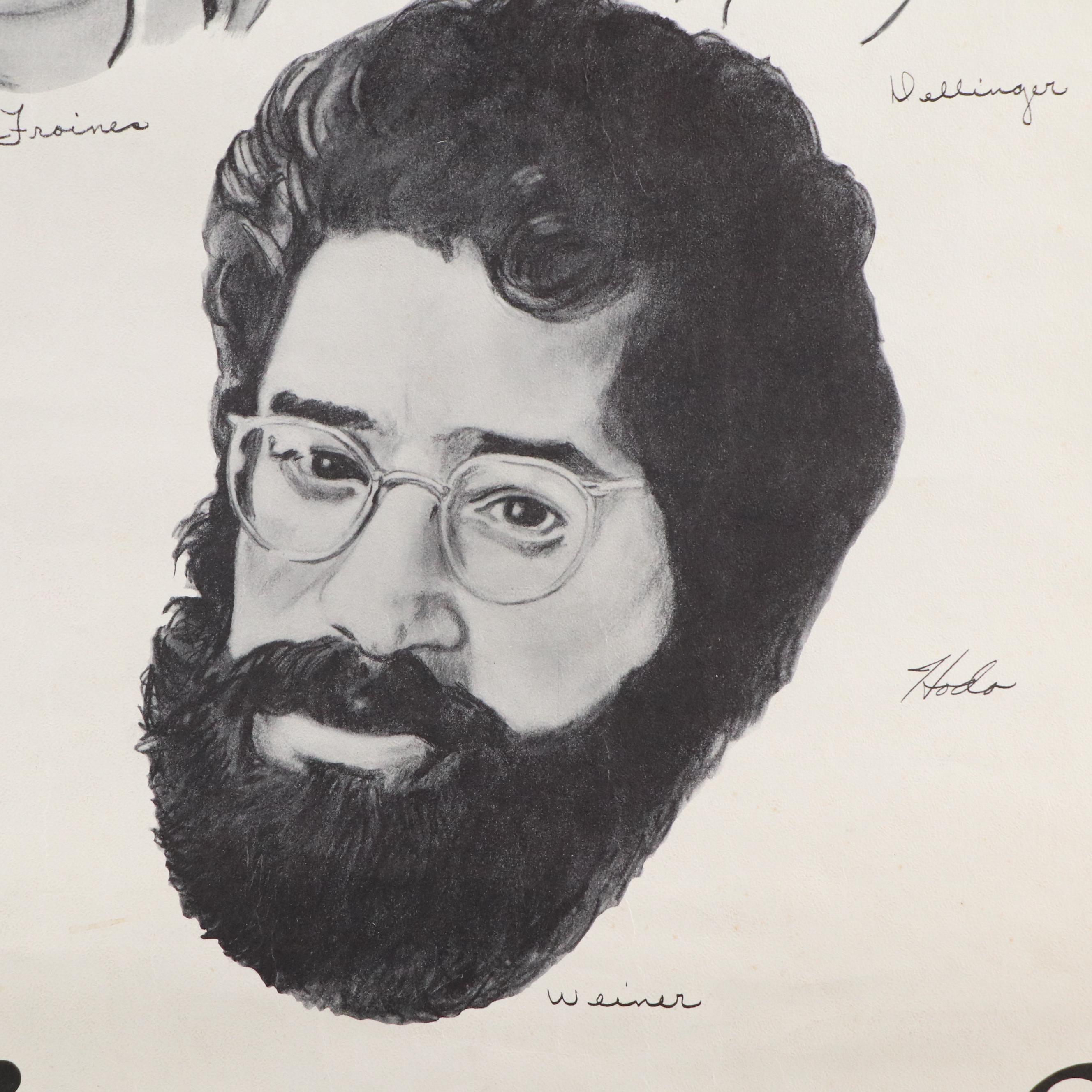 Offset Lithograph of the Chicago Eight After Maurice Hodo "Conspiracy 8," 1970