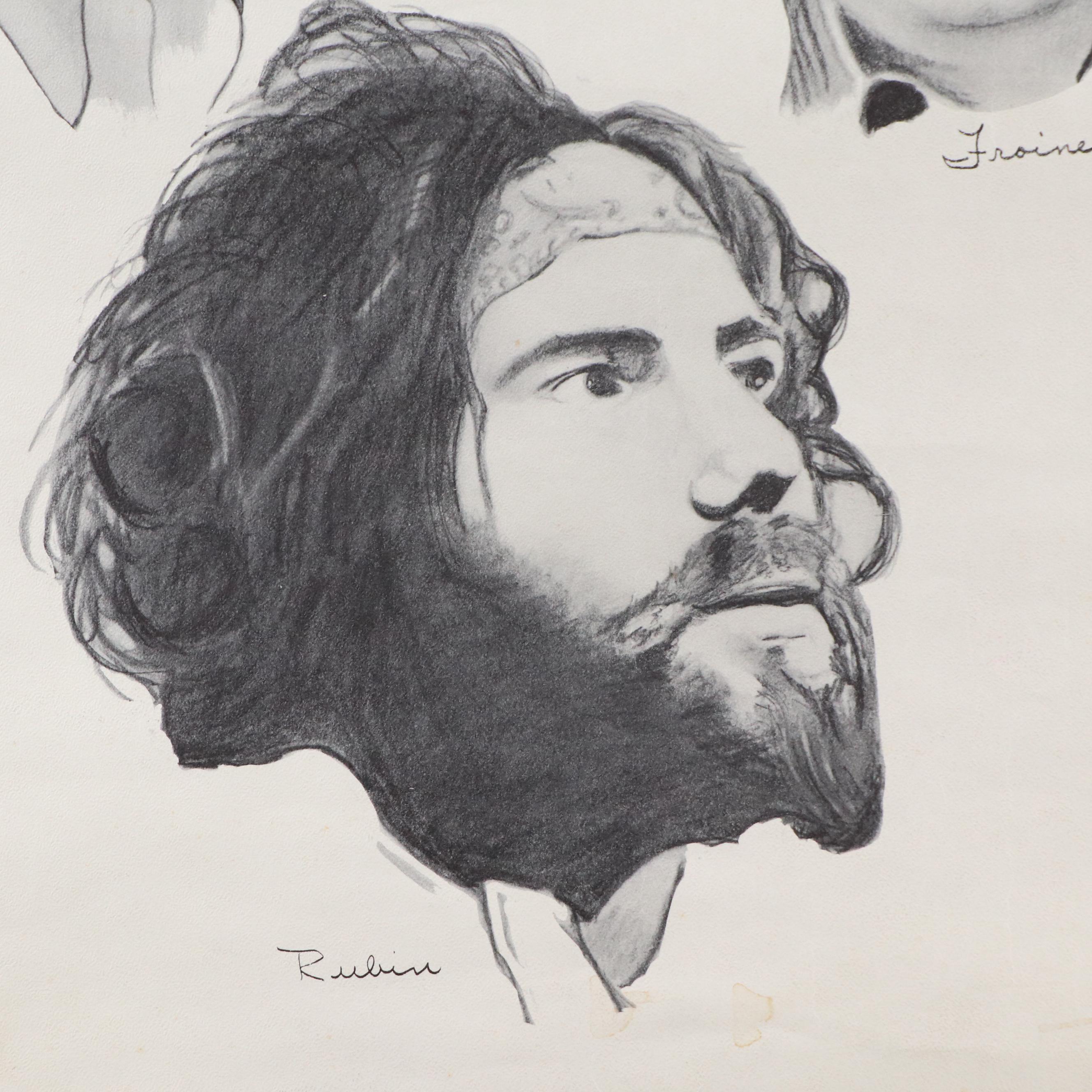 Offset Lithograph of the Chicago Eight After Maurice Hodo "Conspiracy 8," 1970