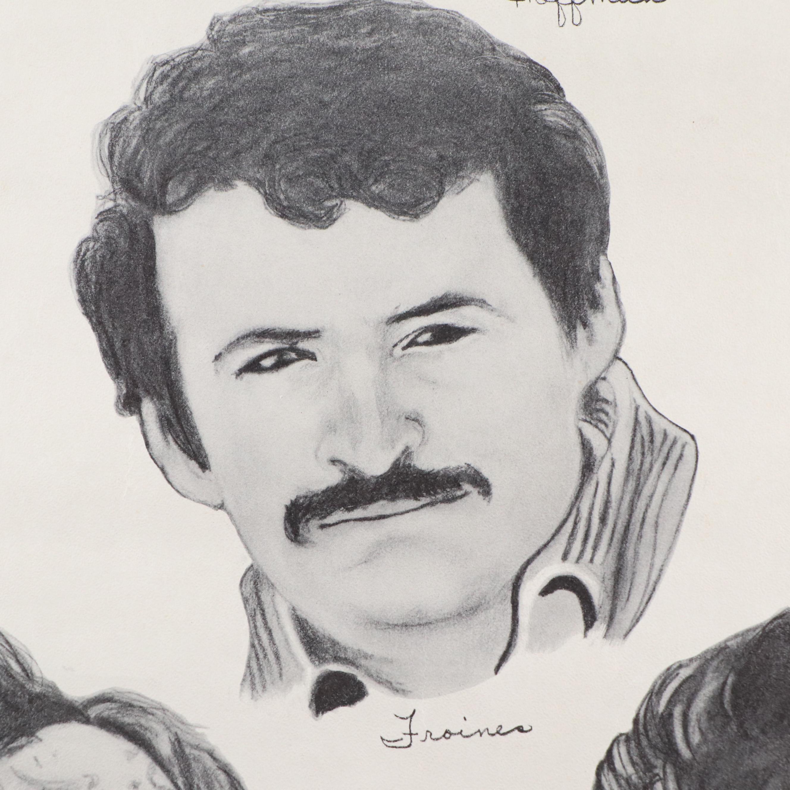 Offset Lithograph of the Chicago Eight After Maurice Hodo "Conspiracy 8," 1970