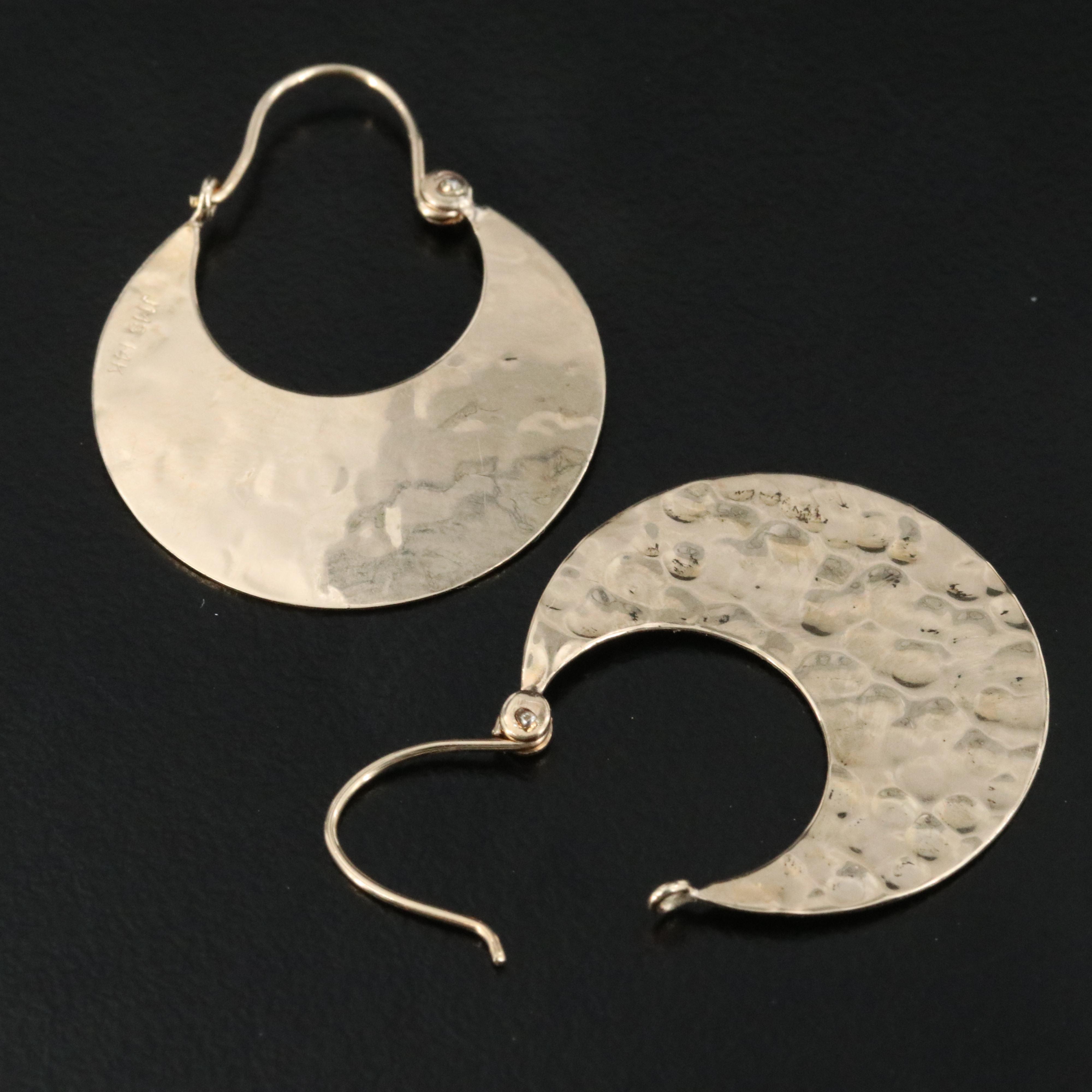 14K Hammered Disk Earrings