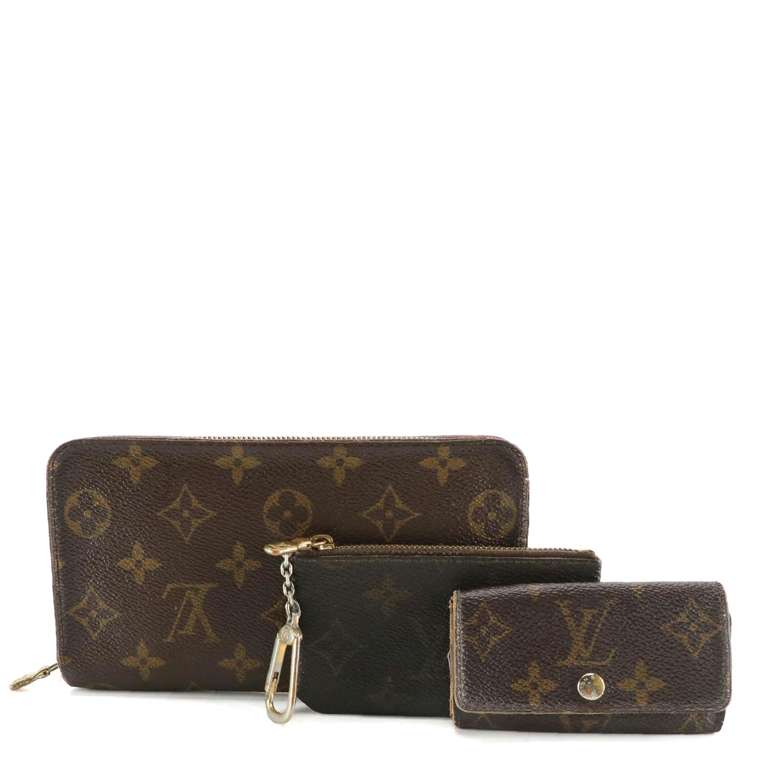 Louis Vuitton 4-Key Ring Case, Coin Pouch & Zip-Around Wallet in Monogram Canvas