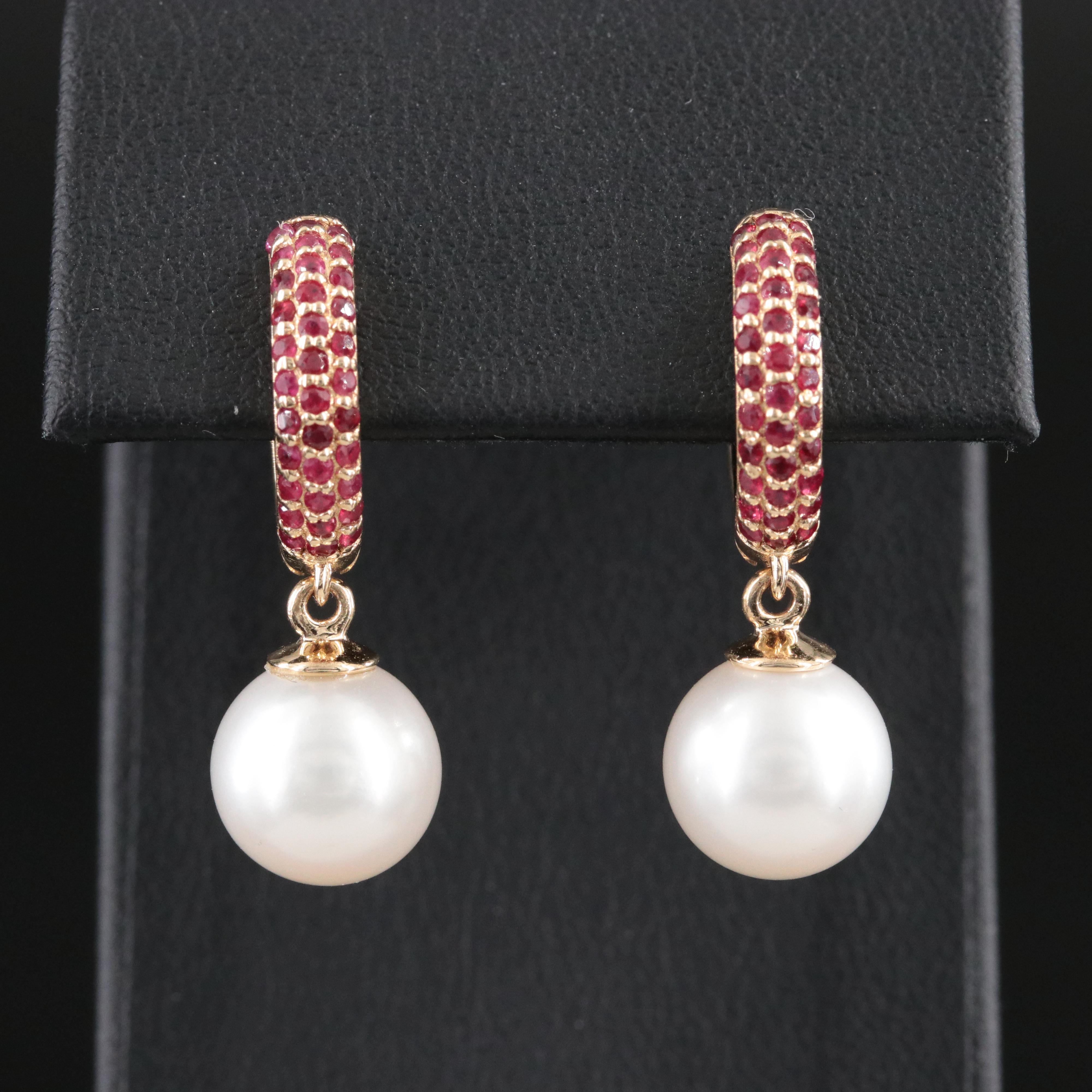 14K Pearl and Ruby Ring and Earrings