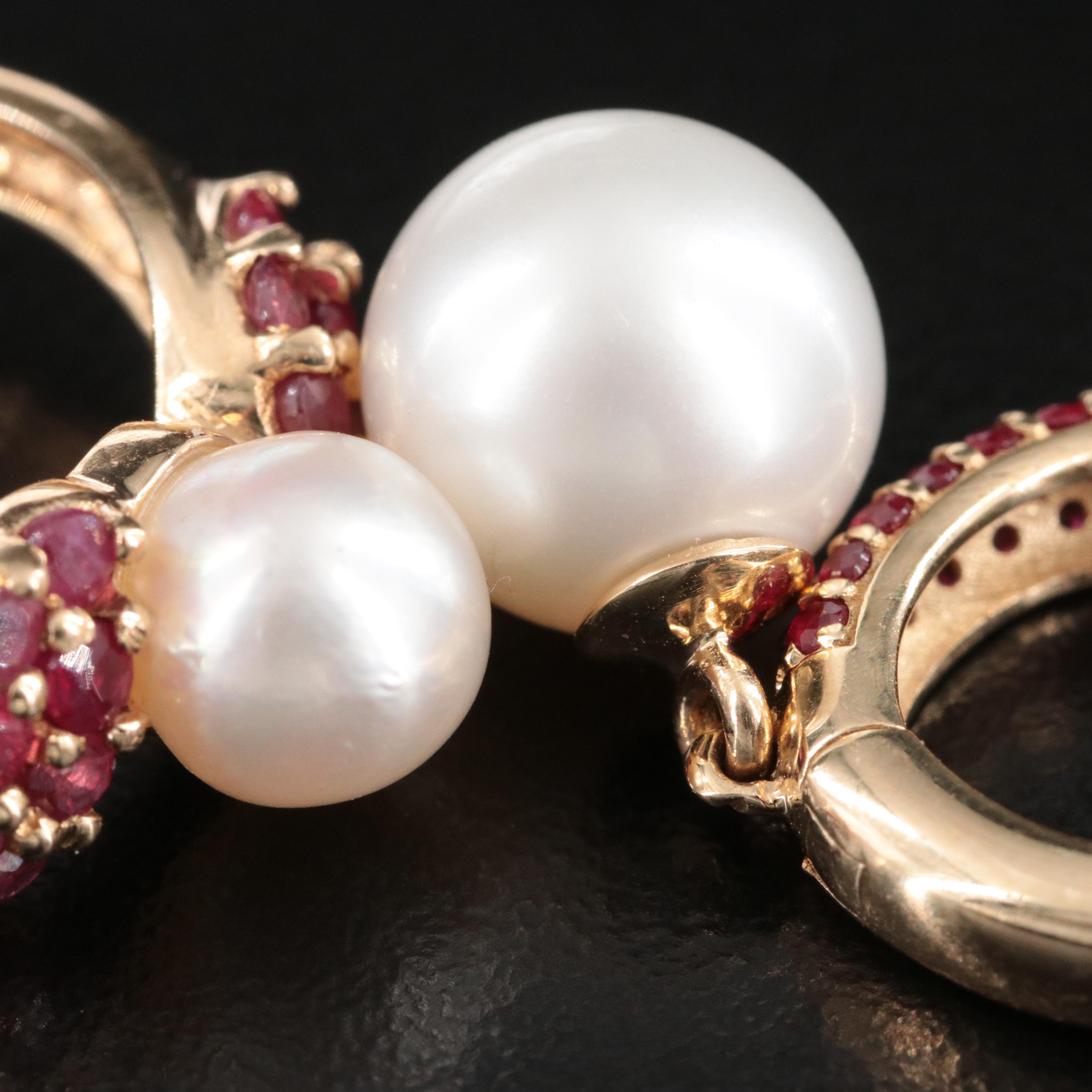 14K Pearl and Ruby Ring and Earrings