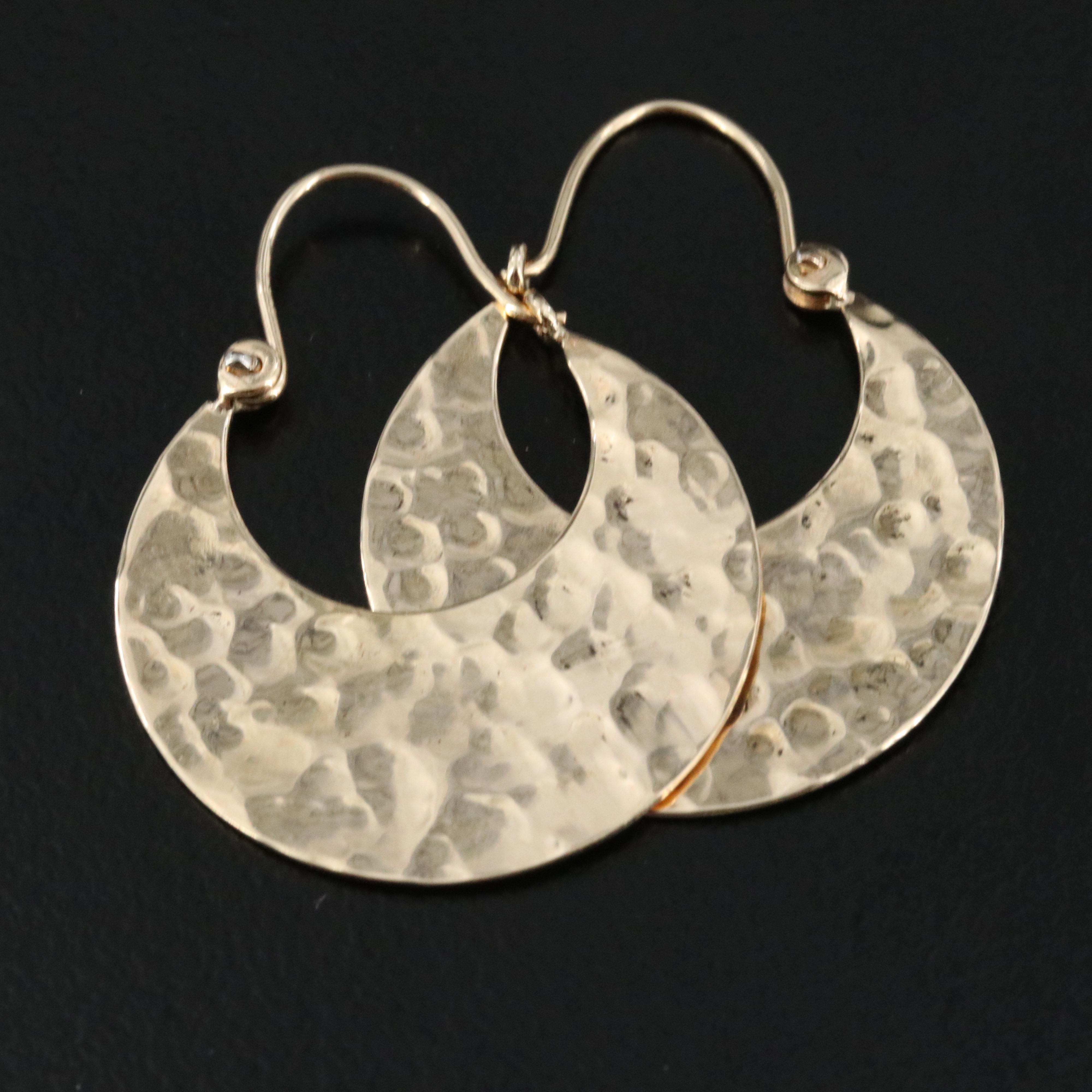 14K Hammered Disk Earrings