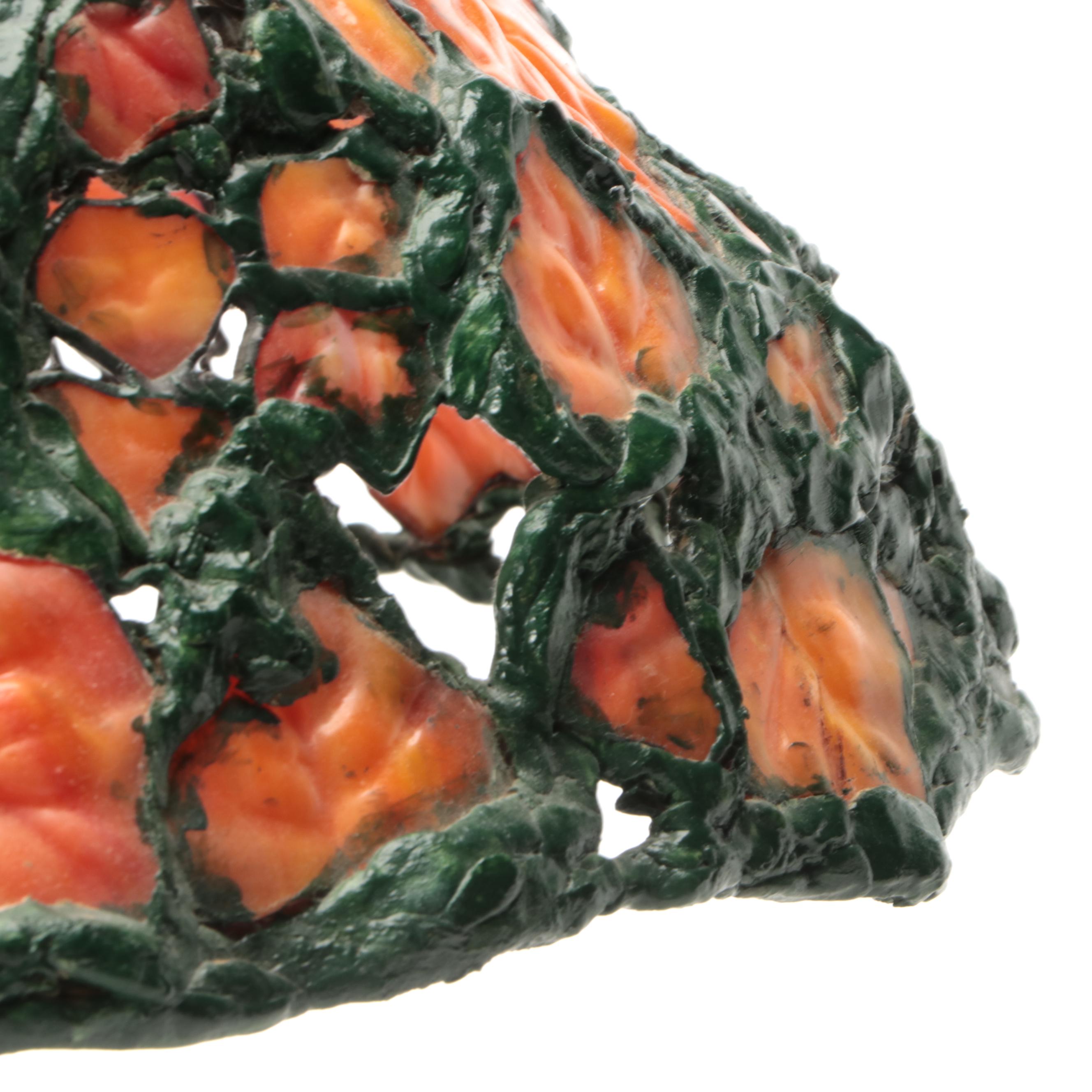 Arts and Crafts Style Slag Glass Three-Arm Table Lamp